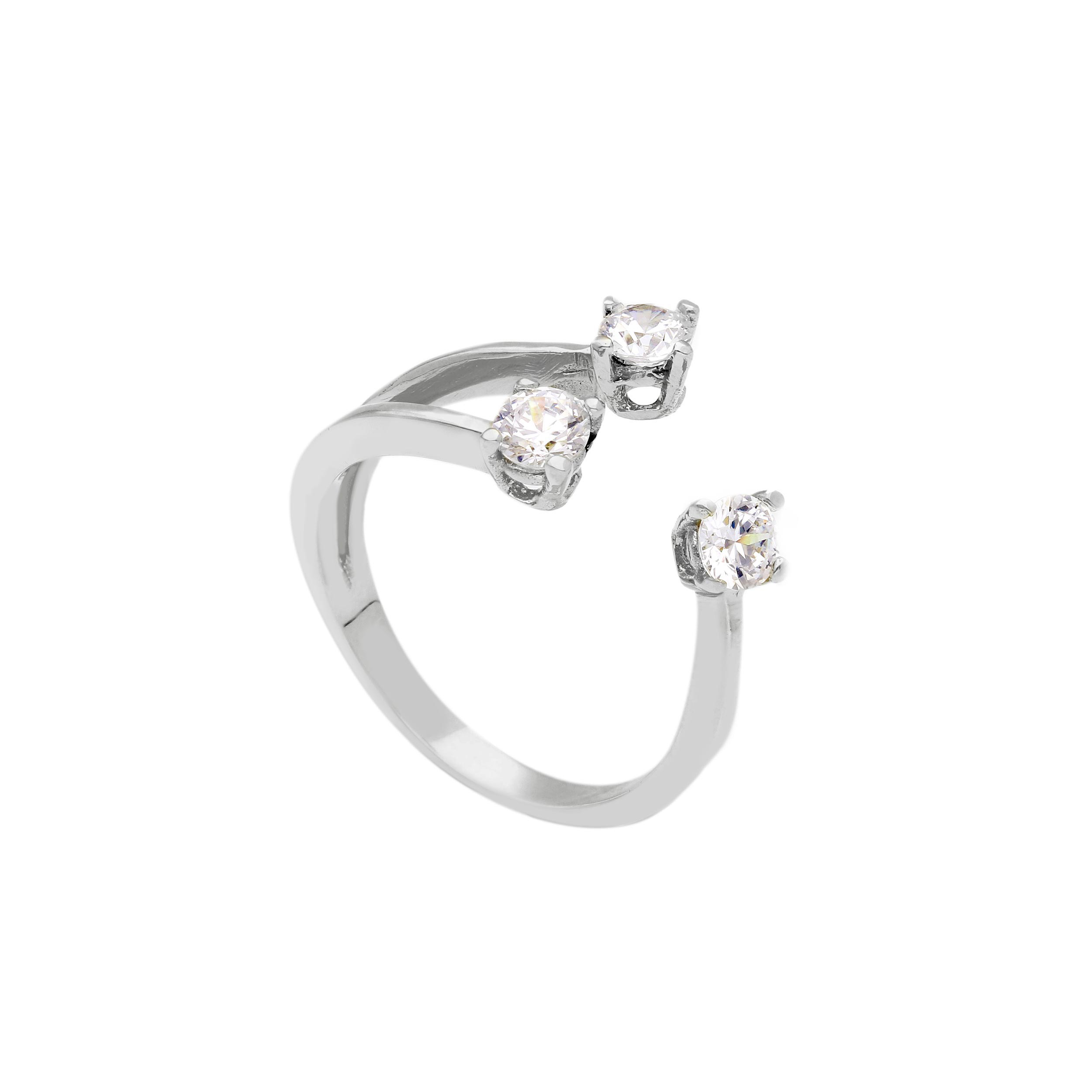 Anello in oro bianco k14 con 3 zirconi bianchi (S274204)