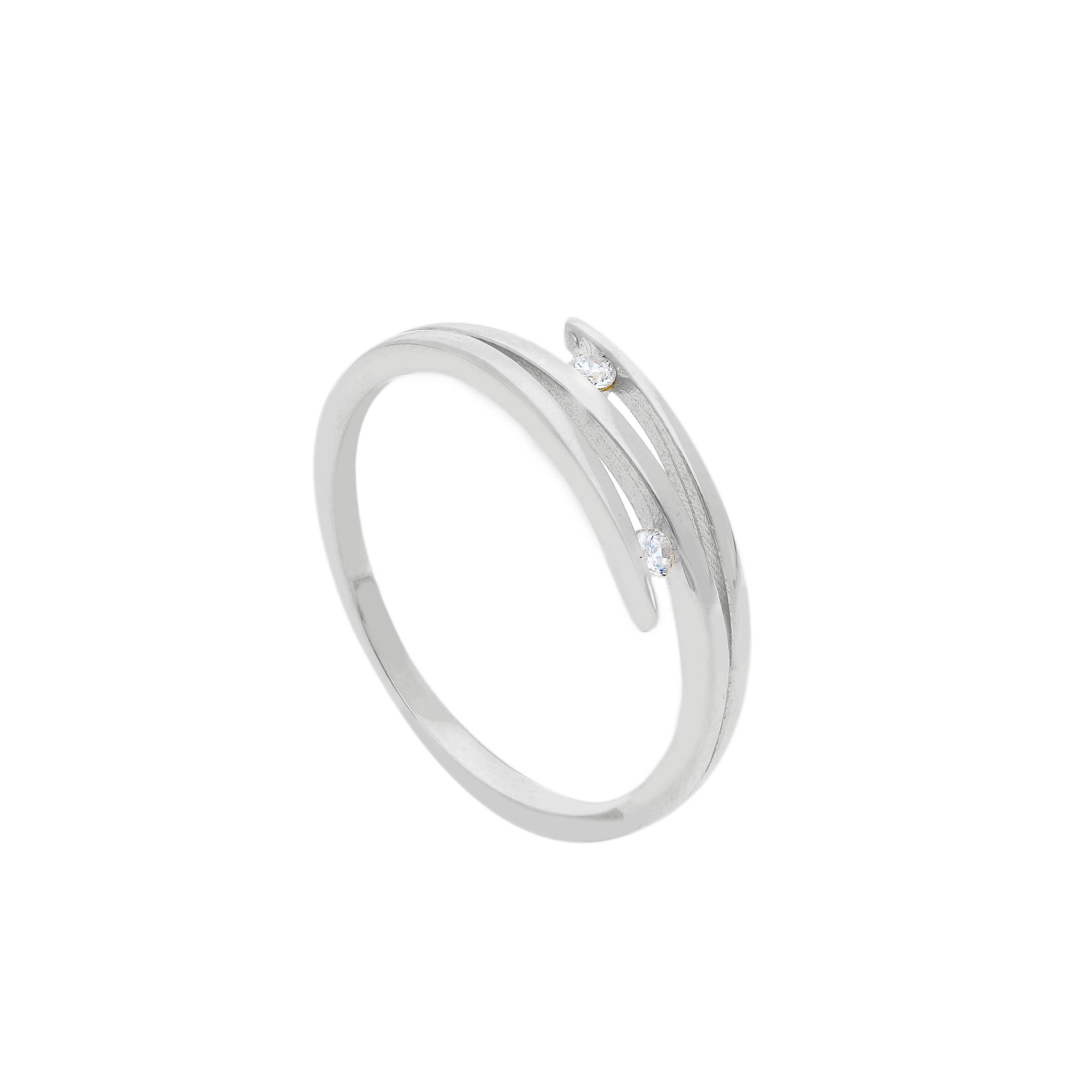 White gold ring k9 with 3 white zircons (code 279845)