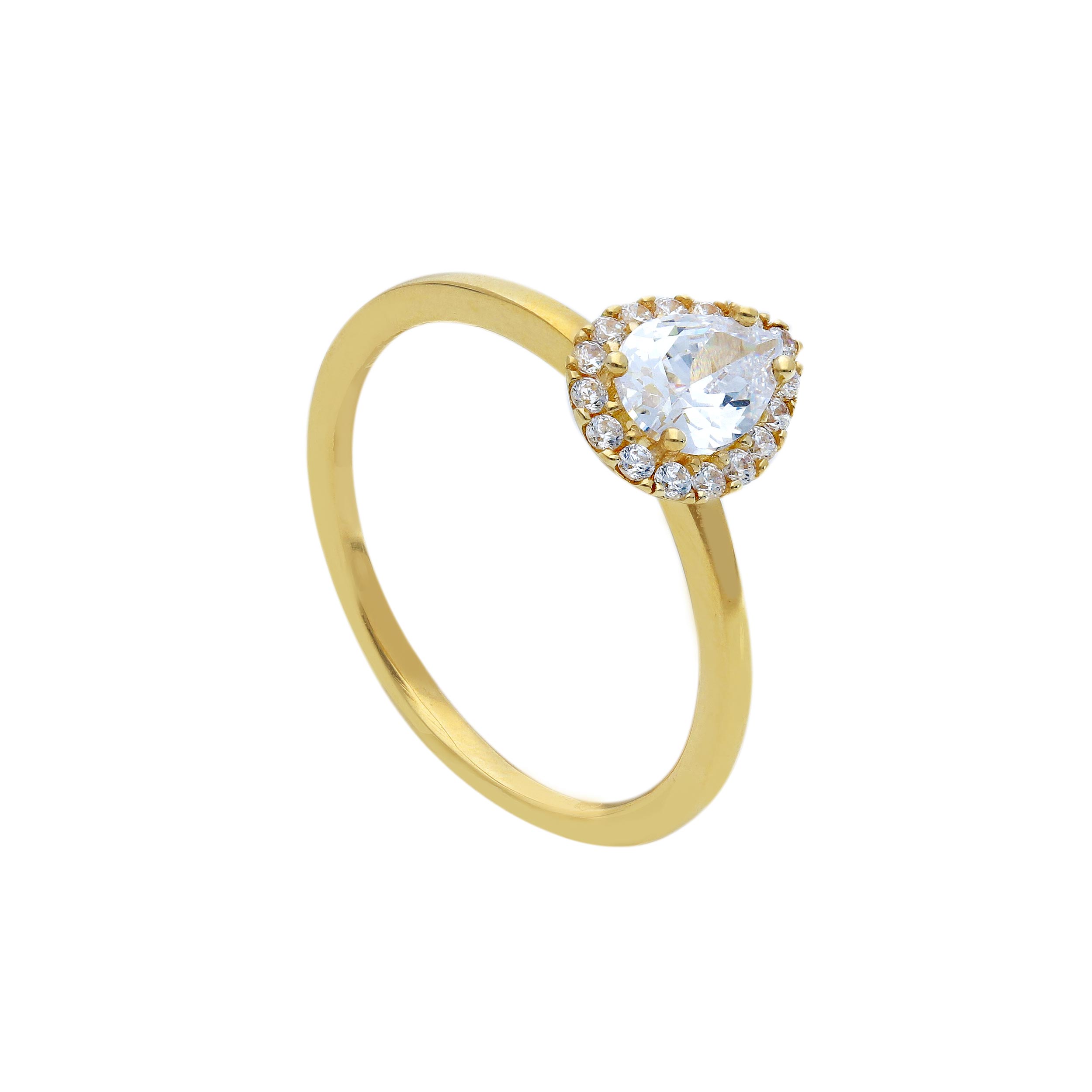Yellow gold ring k9 with zirgon stone (code S279848)