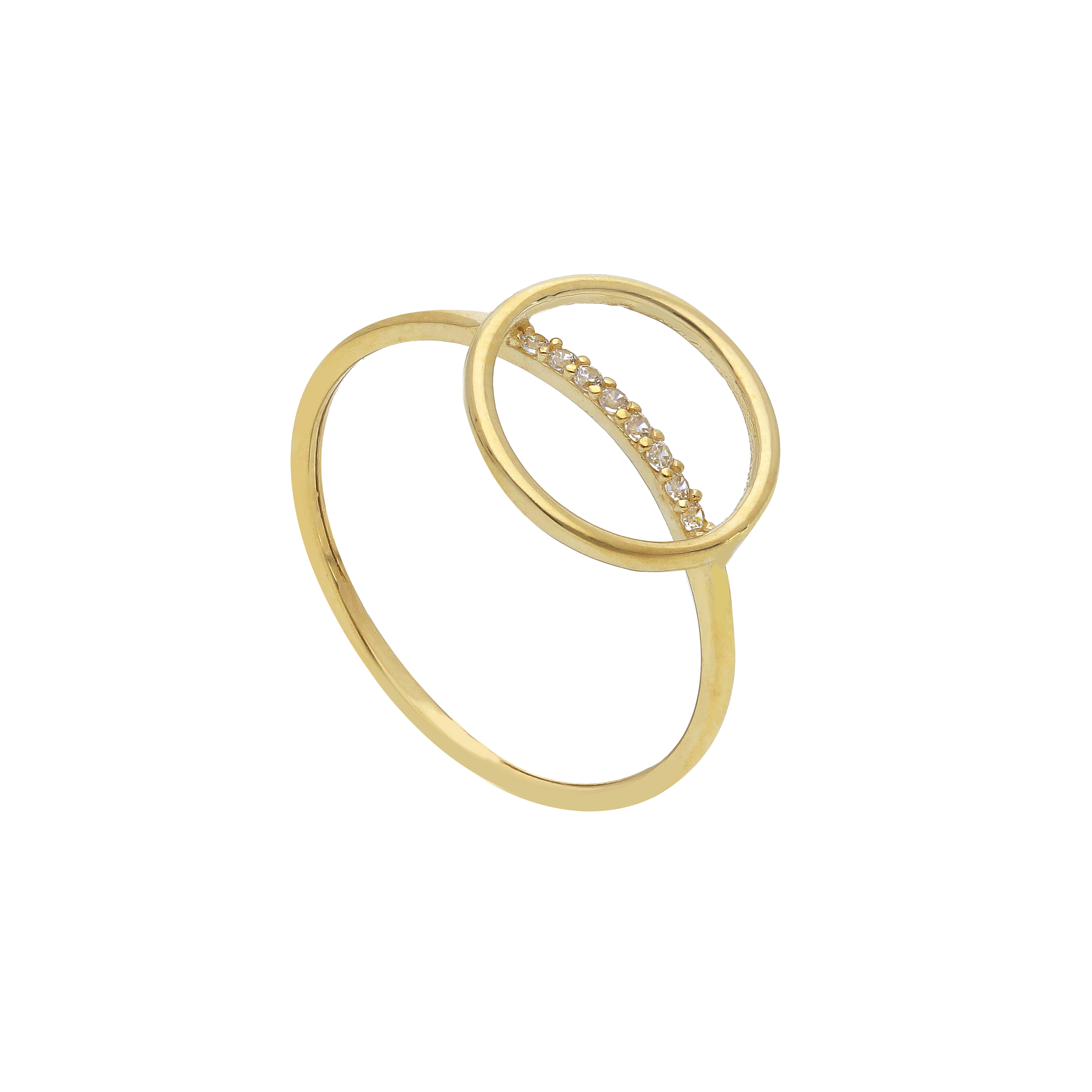 Yellow gold ring k9 with  white zircons (code S279988)