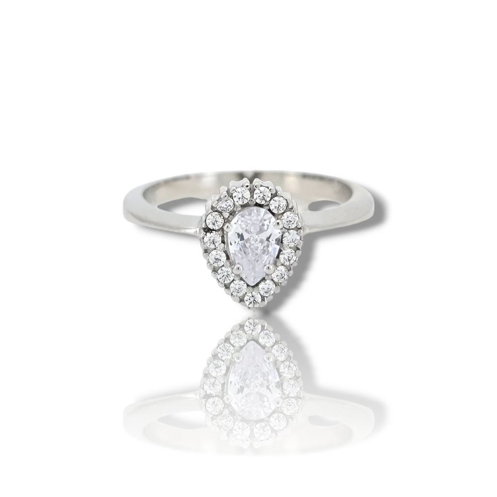 White gold ring k14 with zirgon stone (code AL2825)