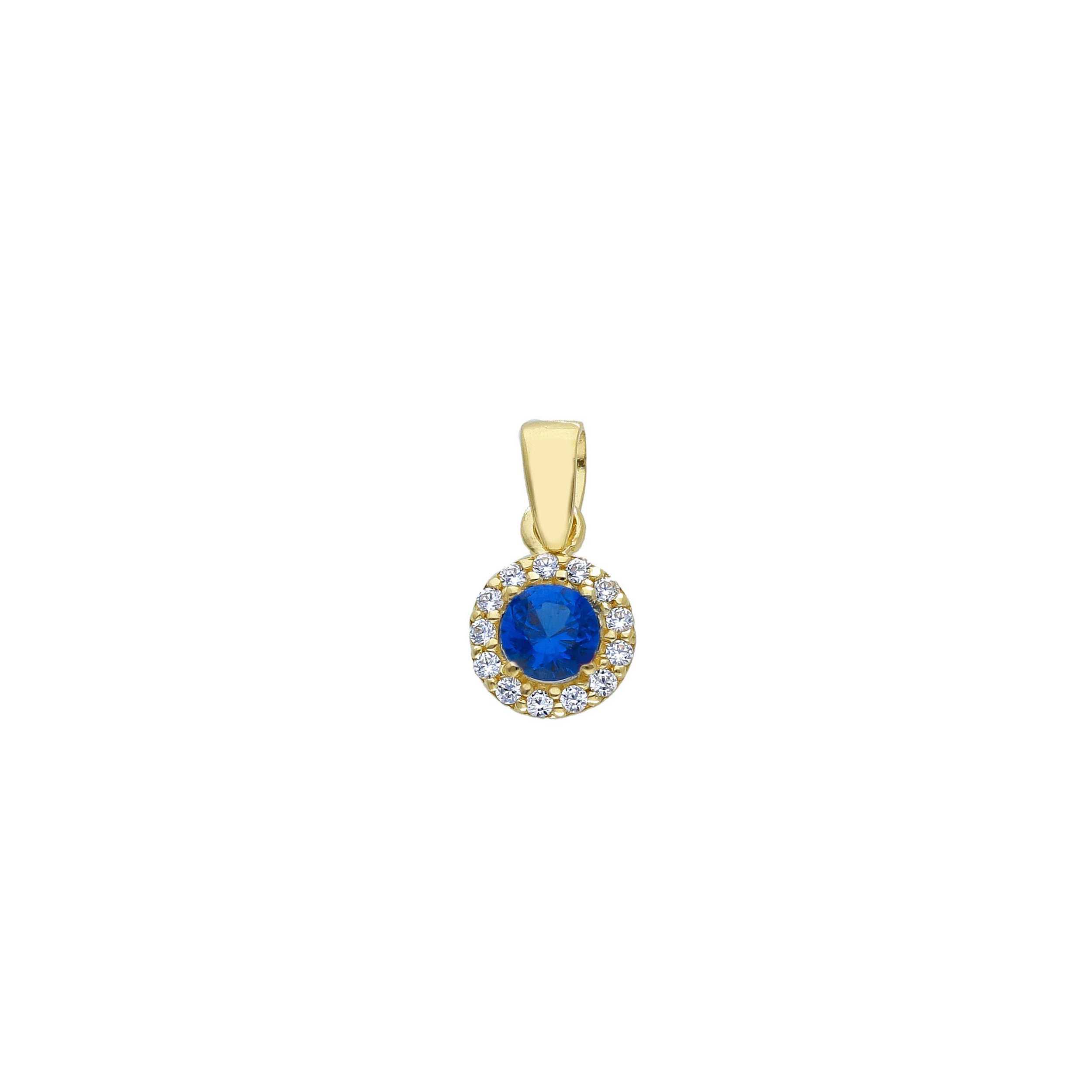 Χρυσό Μενταγιόν 14k με συνθετικό ζαφείρι (code S250918)