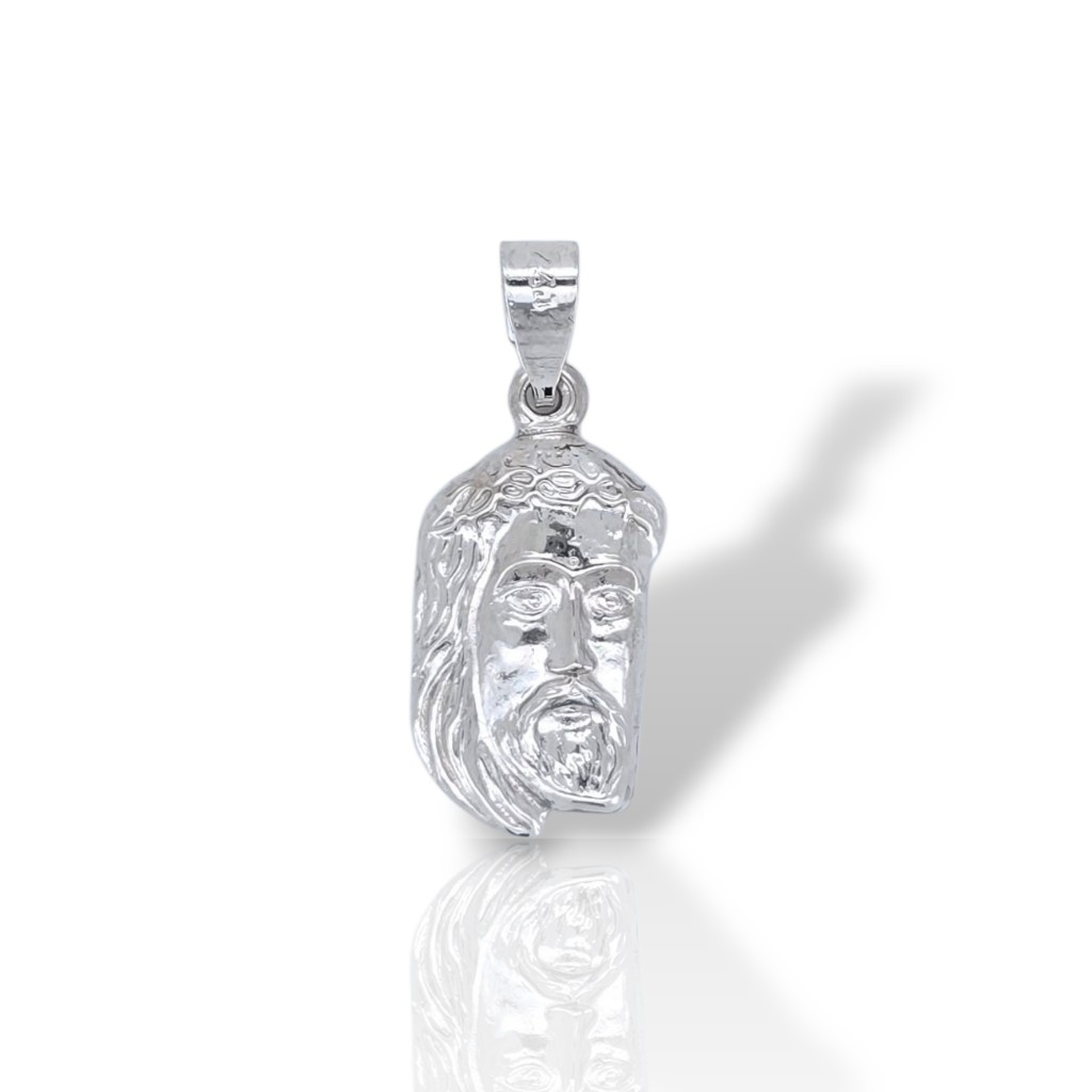 14K White Gold Christ Head Pendant (Μ2949)