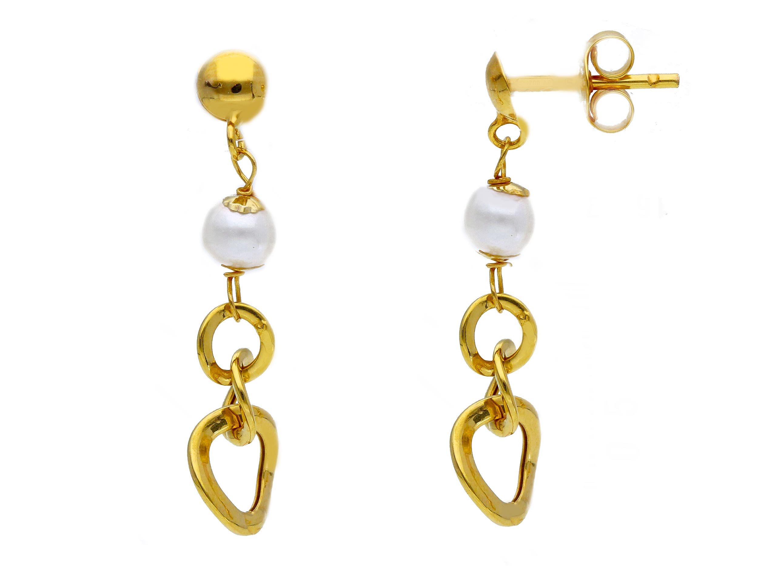 Orecchini in oro giallo k9 con perle (code S202521)