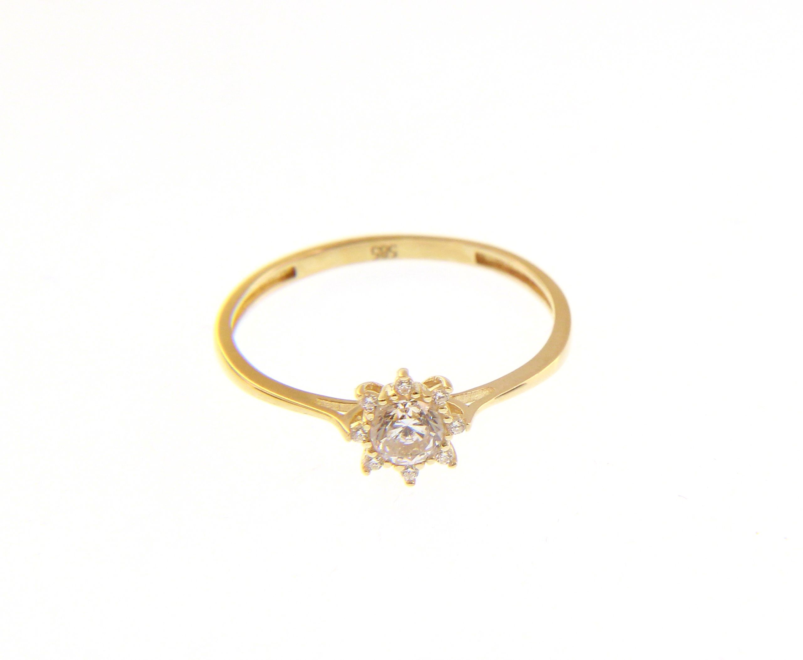Anello solitario in oro giallo k14 con zirconia cubica (code S221809)