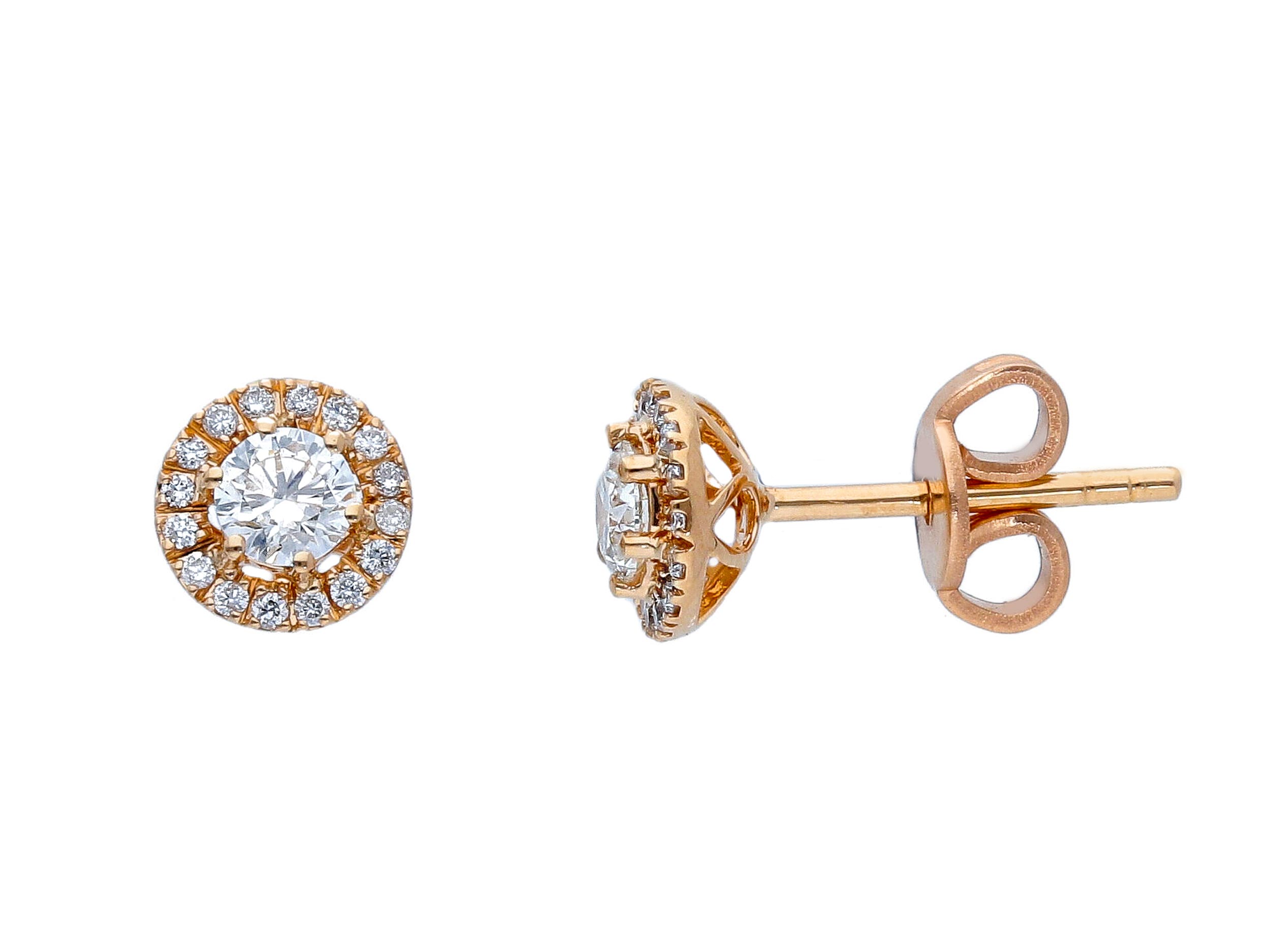 Orecchini in oro Rosa k18 con diamanti (code S229456)