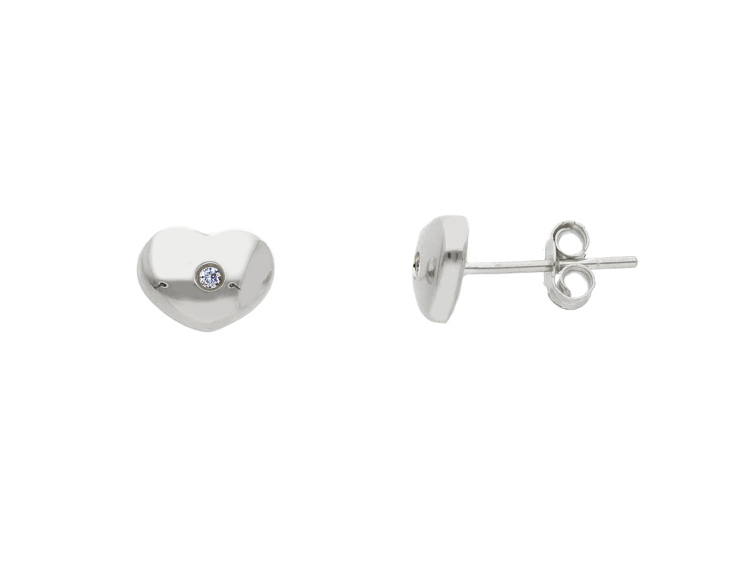 White gold heart earrings 9k with zircon  (code S250583 )
