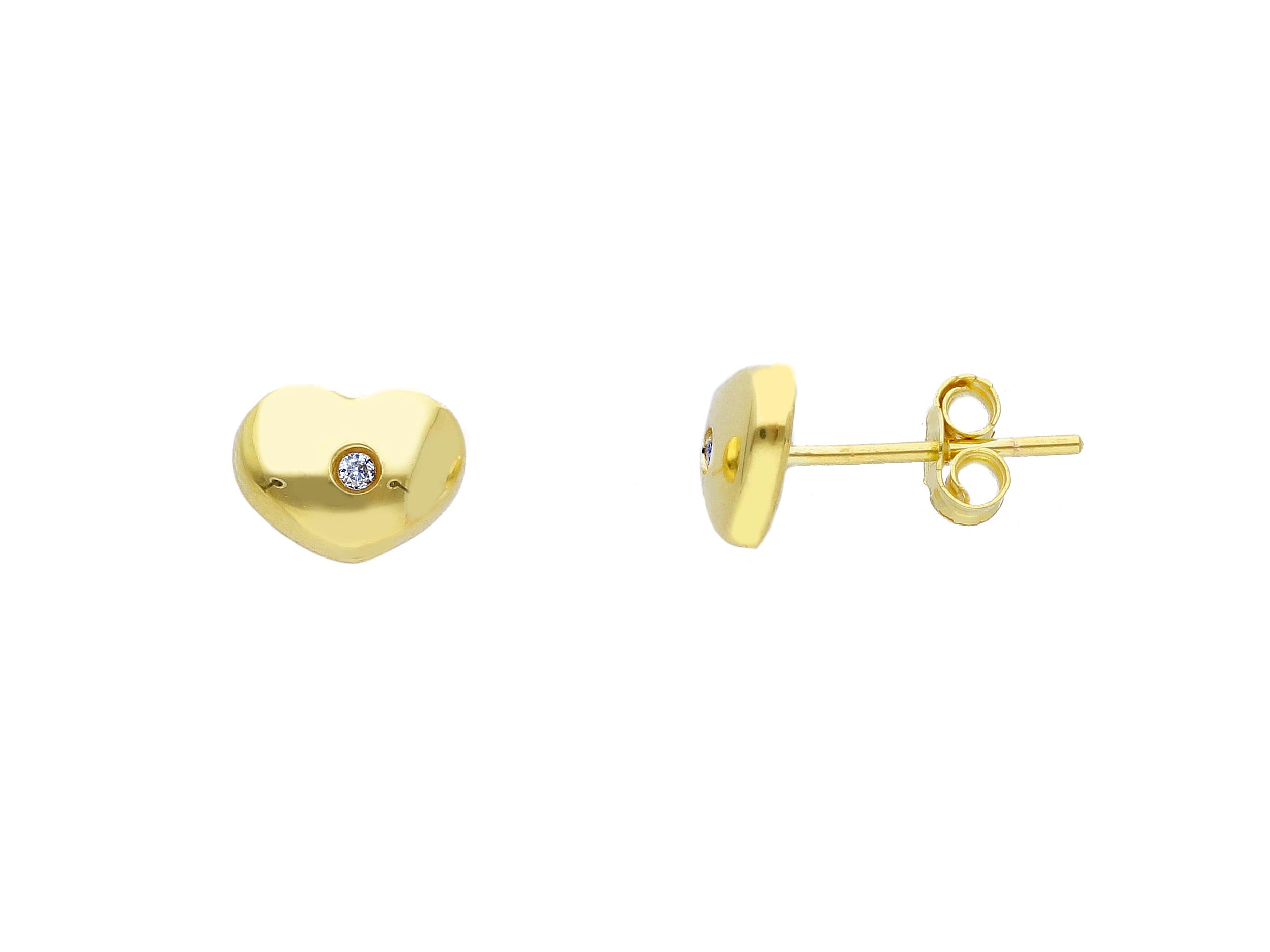 Golden heart earrings 9k with zircon (code S250586 )