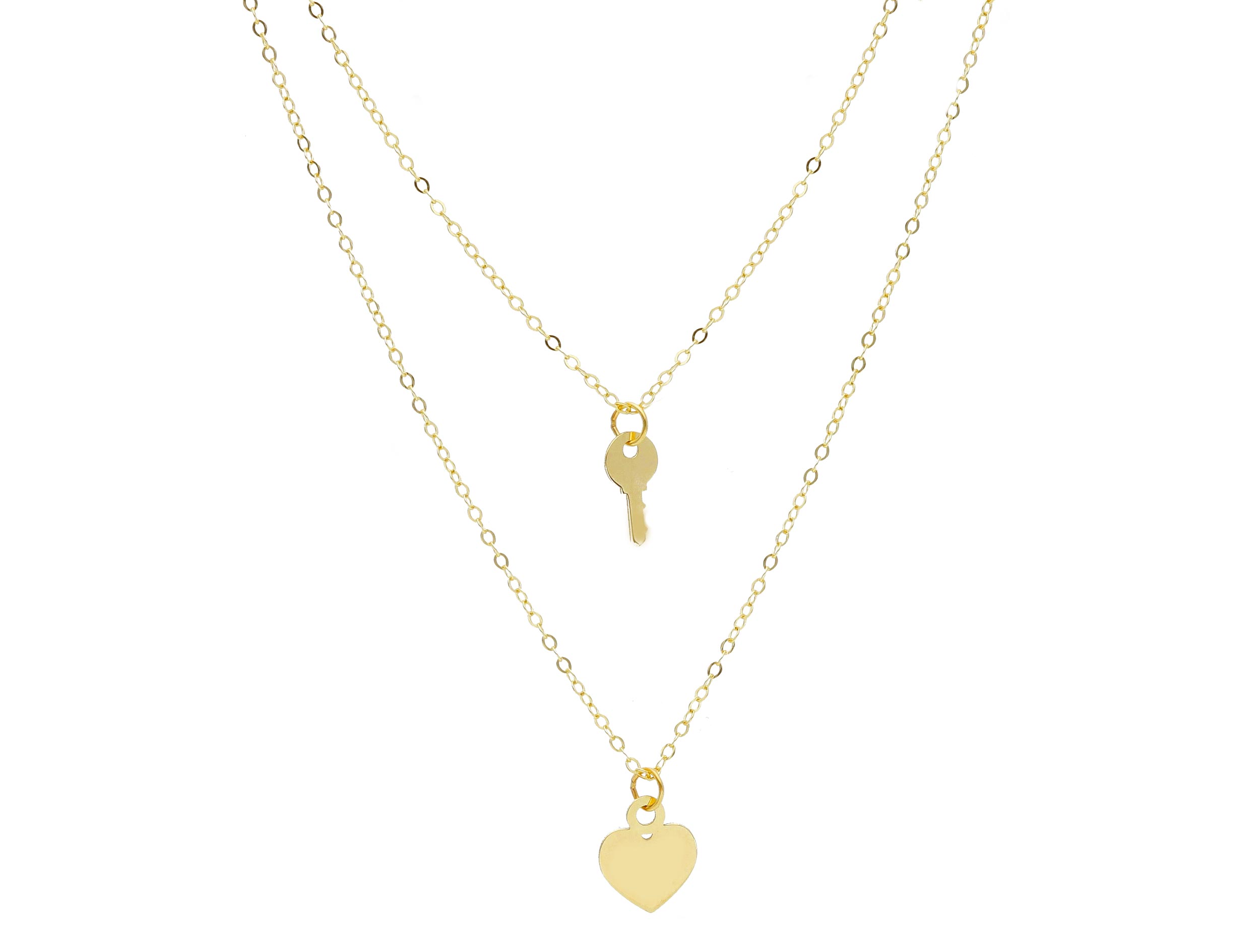 Girocollo in oro giallo k14 con Cuore e Chiave (code S252083)