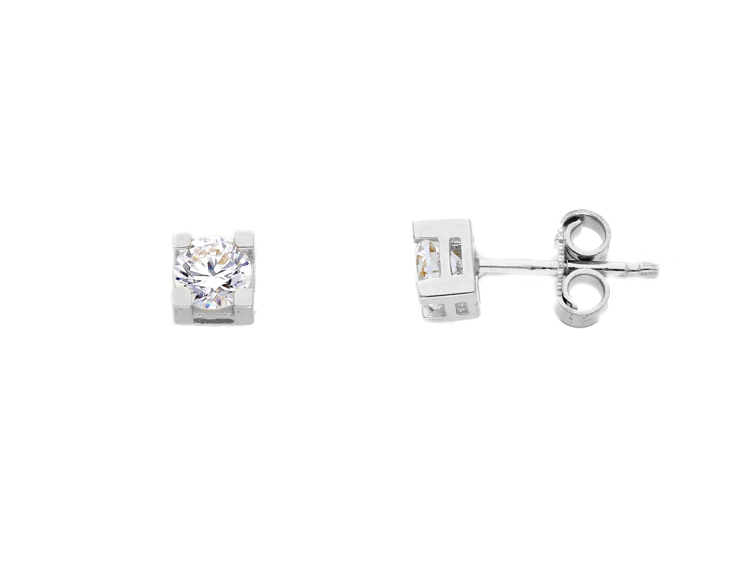 White gold earrings 9k with white zircon  (code S167198)