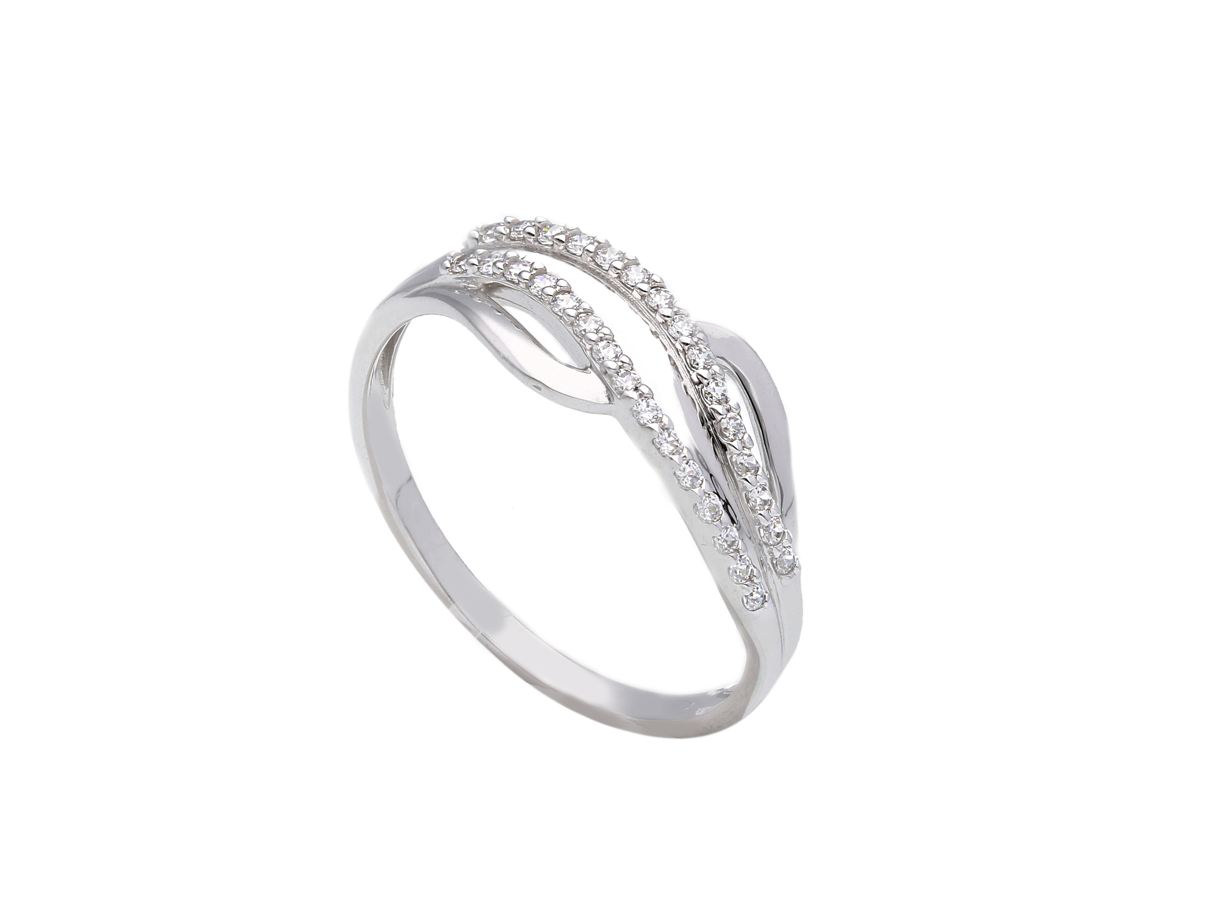 White gold k9 ring with white zirkons (S224479)