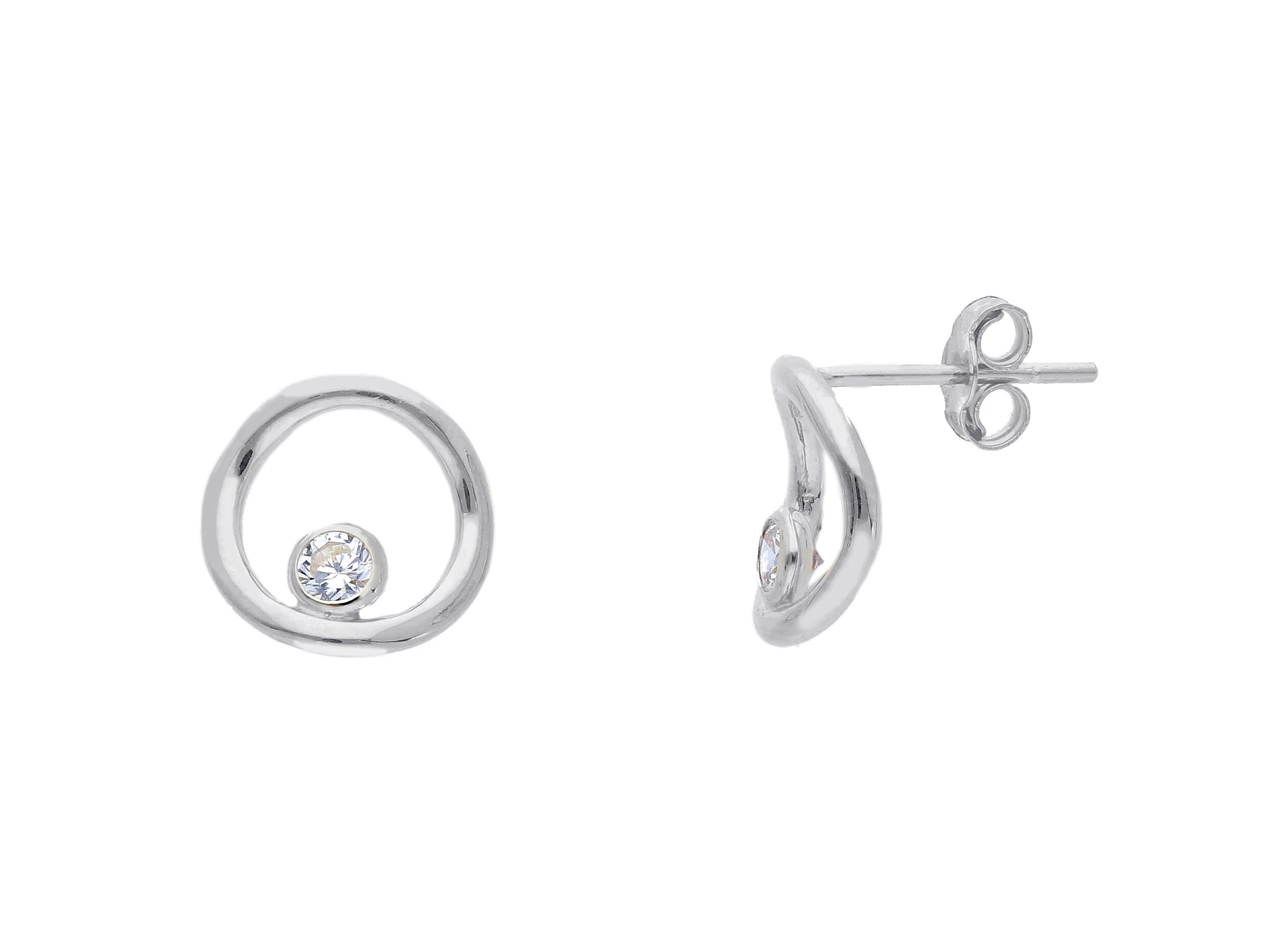 White gold earrings 9k with zircon (code S250585 )