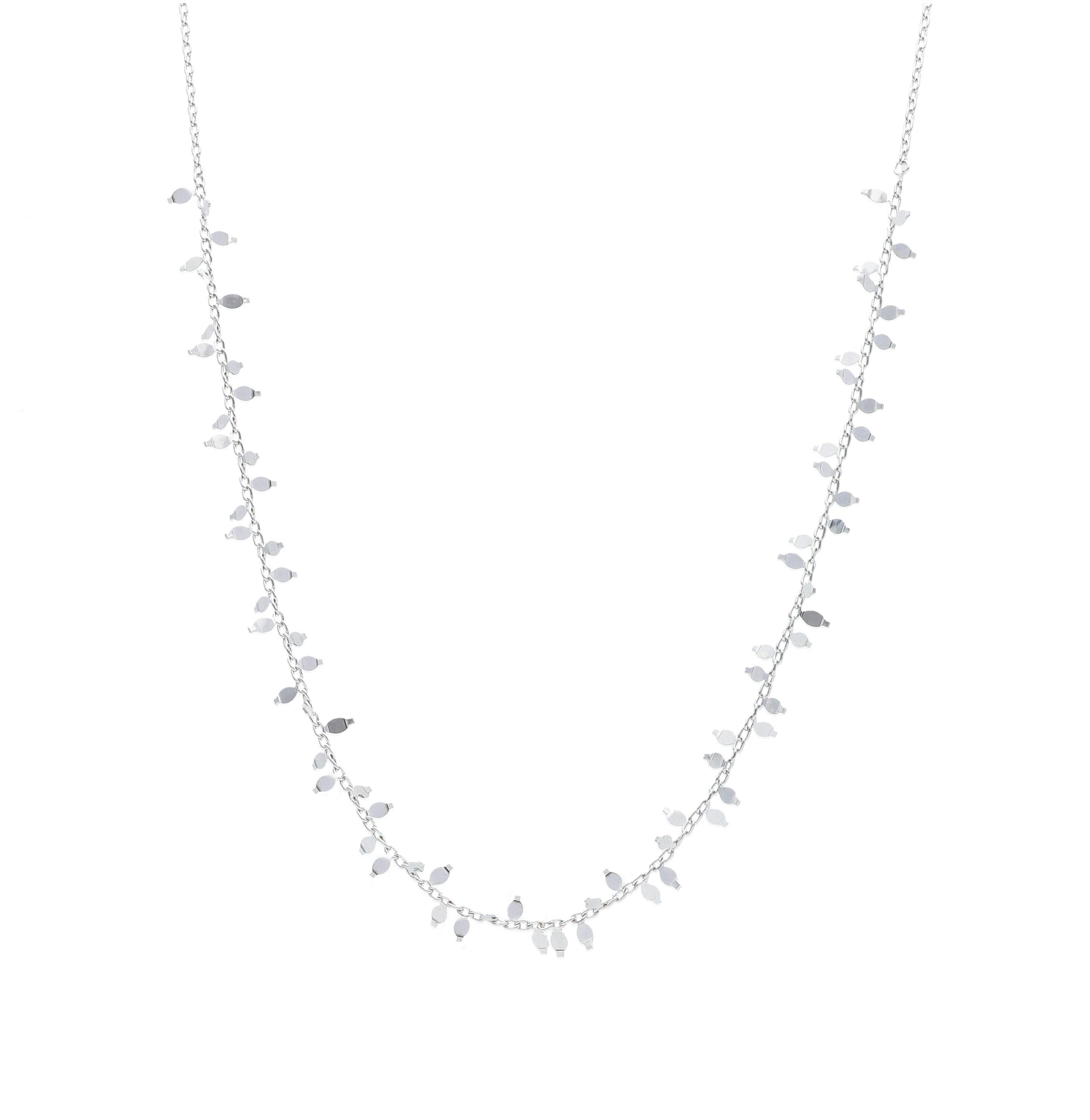 Girocollo in oro bianco k14 con piccole foglie (code S246140)