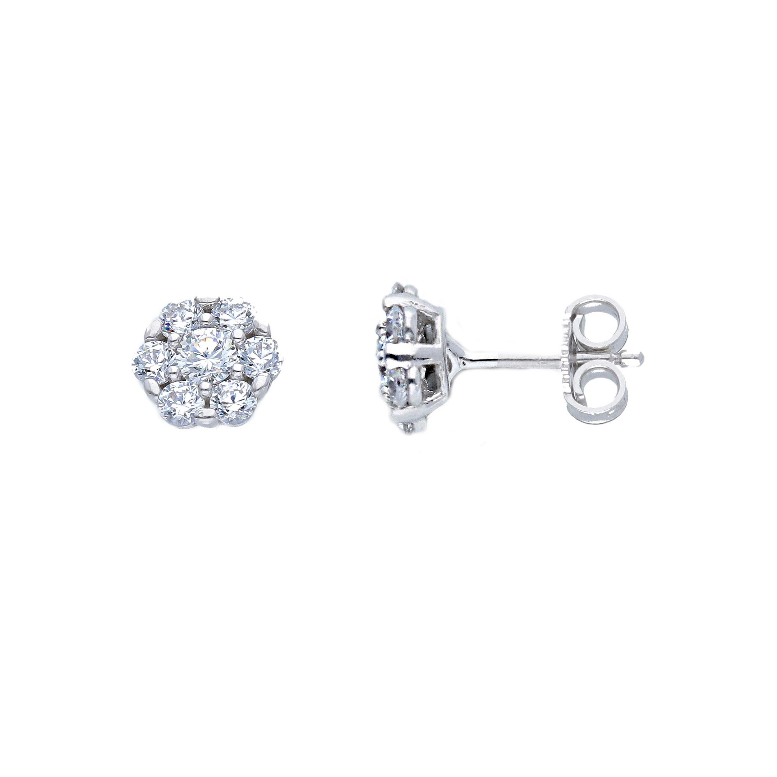 White gold earrings 9k with white zircon (code S173887)