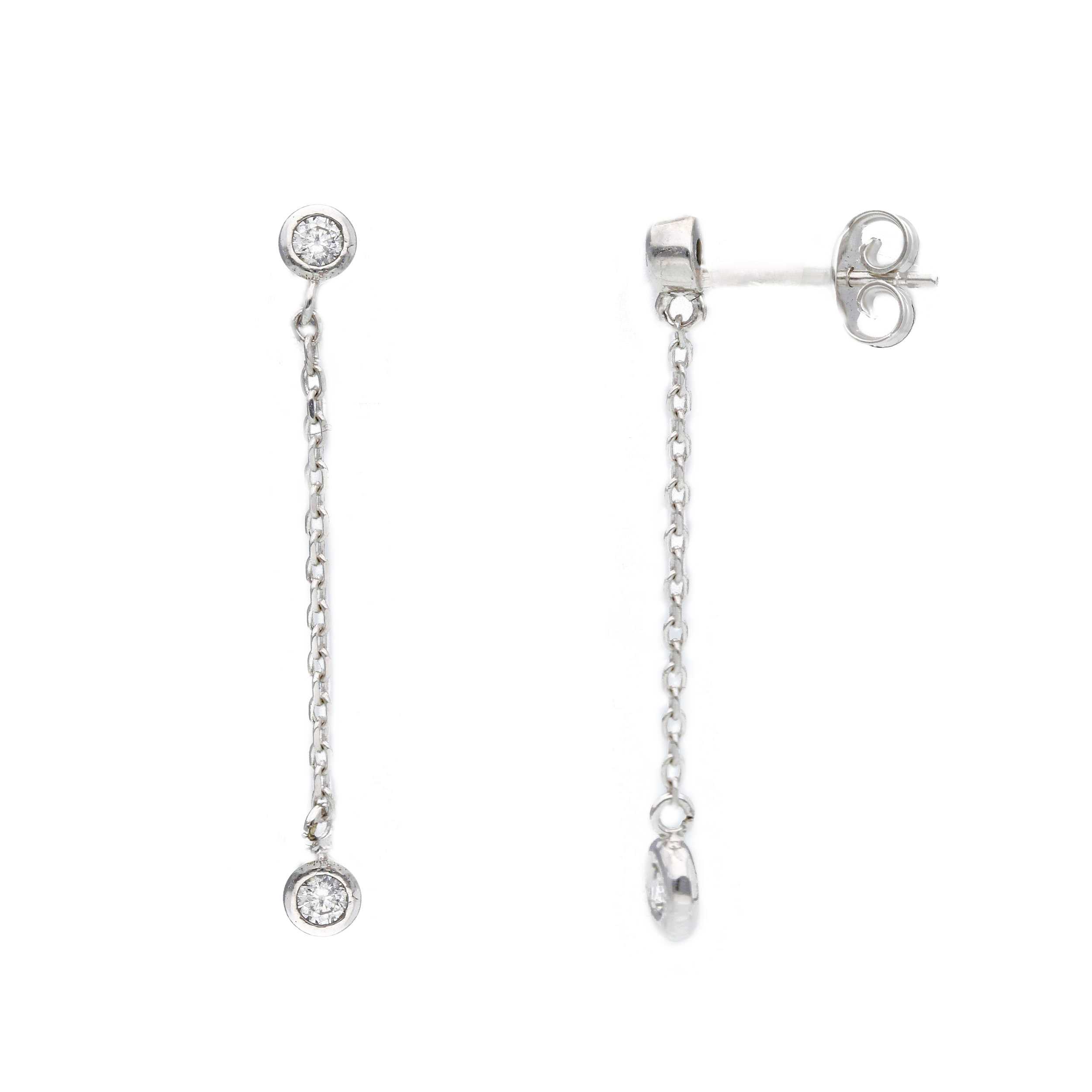 Σκουλαρίκια απο λευκό χρυσό κ9 με λευκά ζιργκόν  (code S197712)