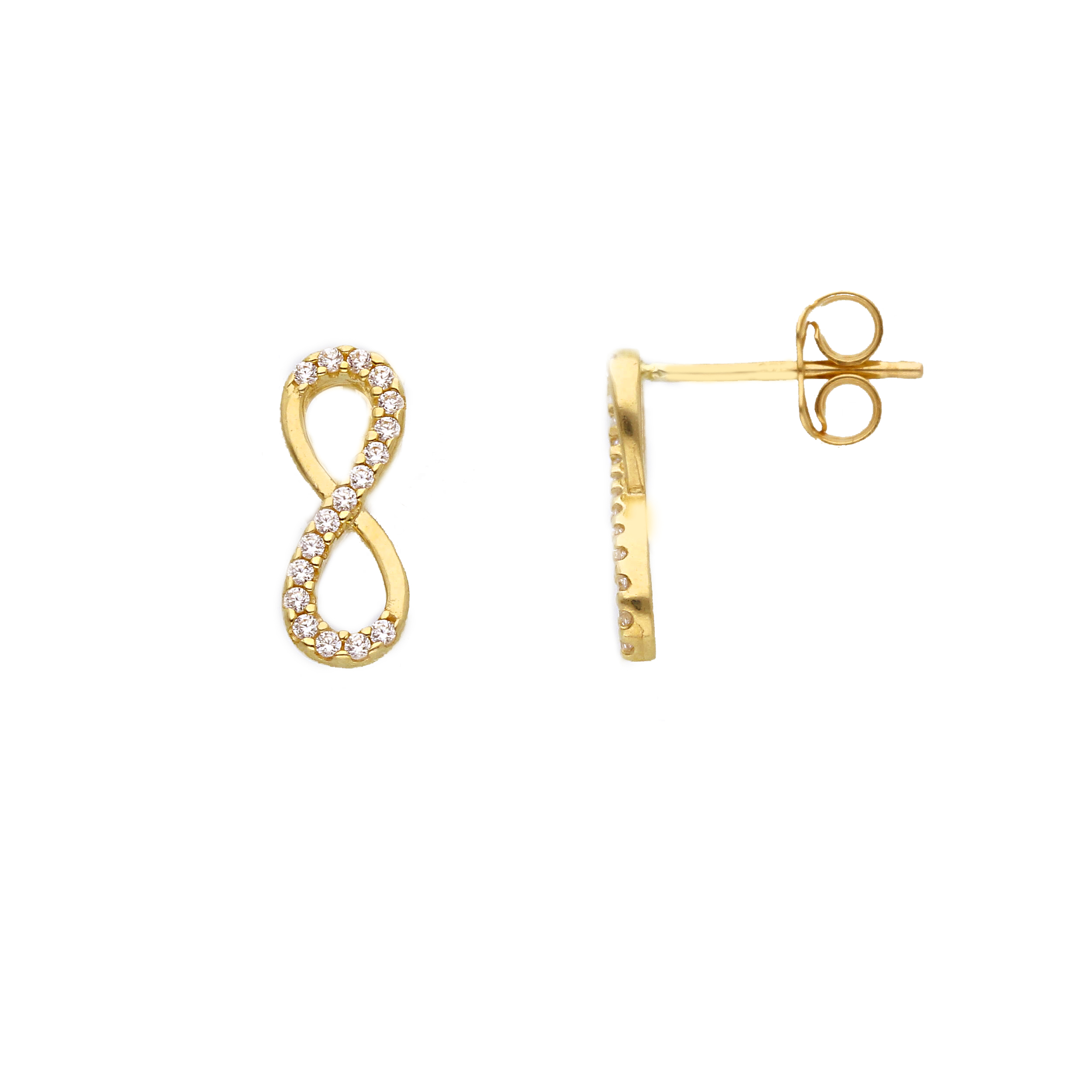 Golden earrings 9k with white zircon (code S214015)