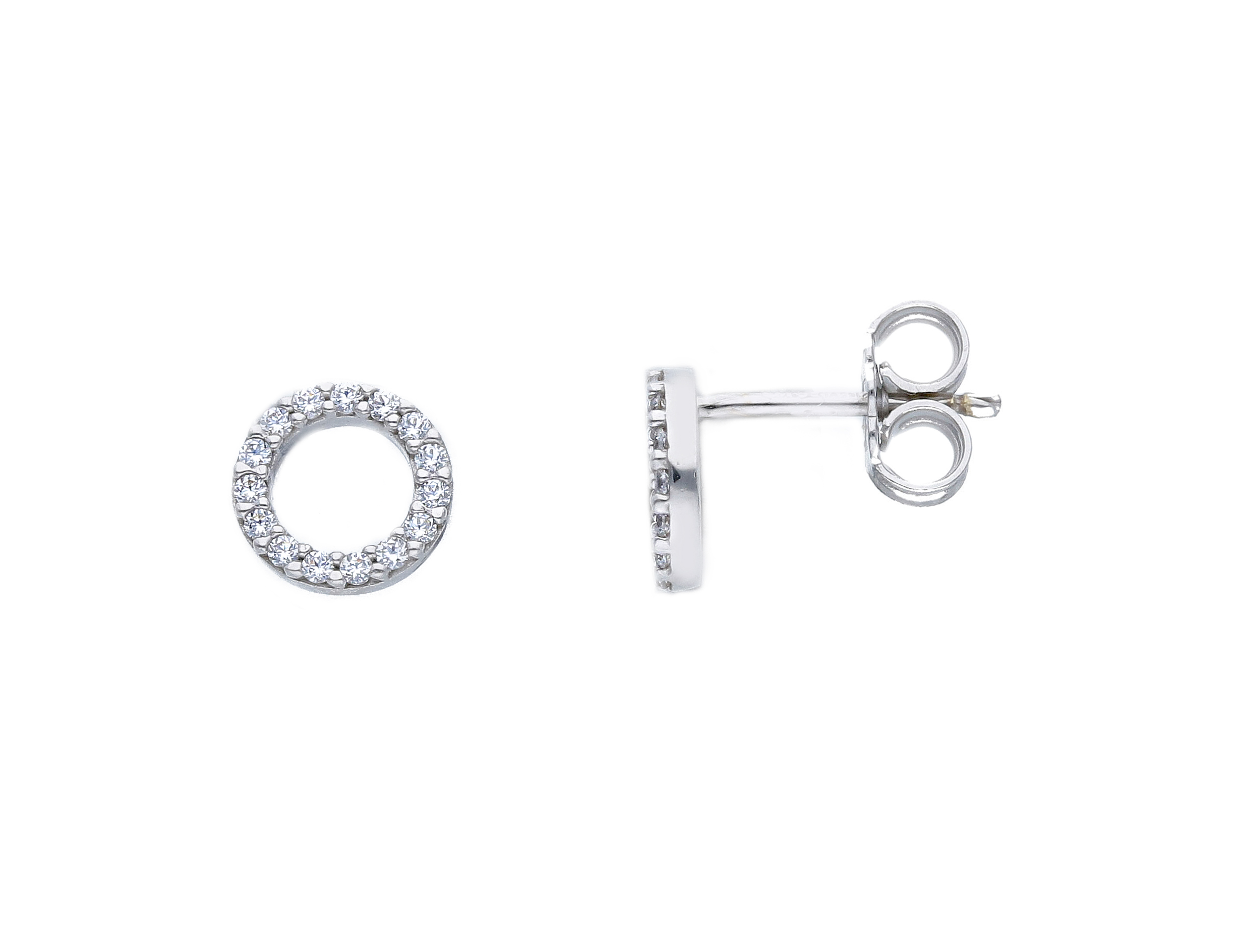 White gold  earrings  k9 with zircons (code S224495)