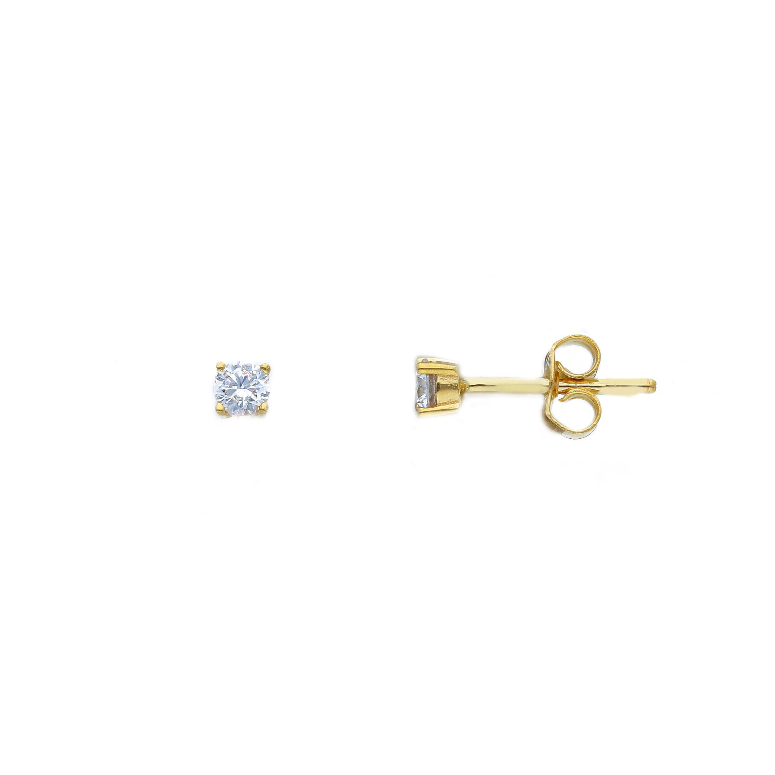 Yellow gold single stone earrings 9k with zircon (code S265536P)