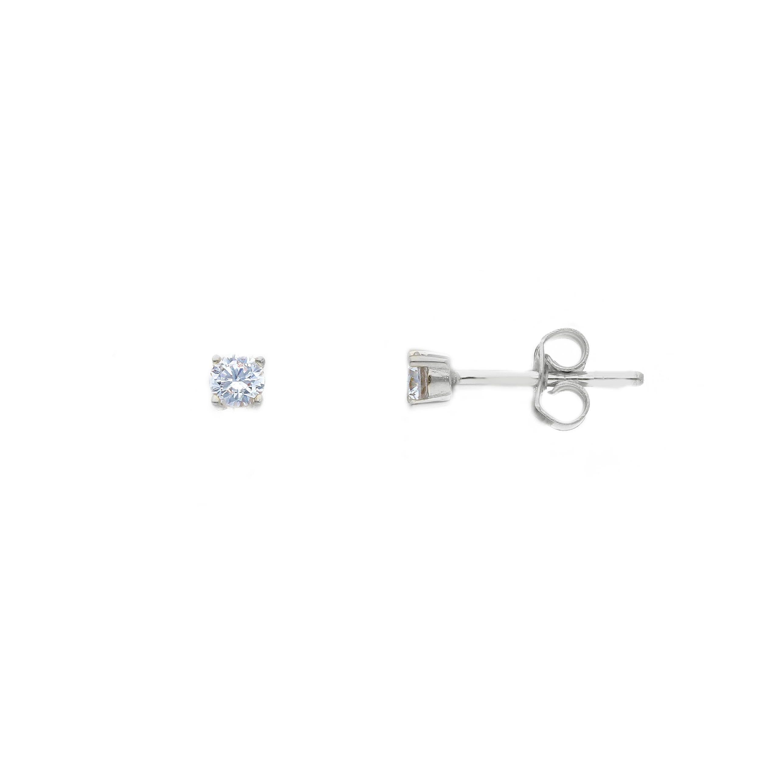 White gold single stone earrings 9k with zircon (code S265537P)