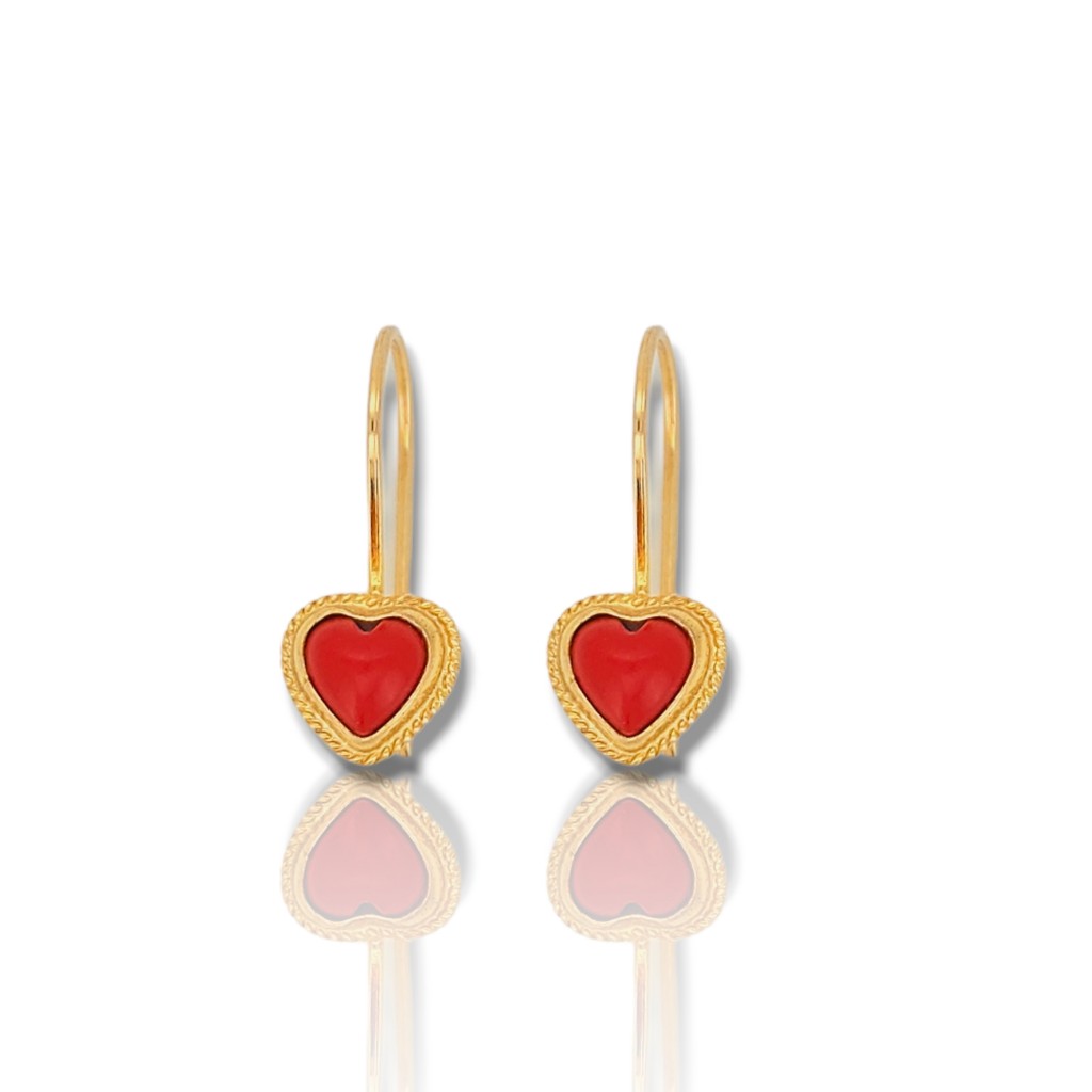 Σκουλαρίκια απο  χρυσό κ14 με καρδούλα Ø 7.0 mm (code N2850)