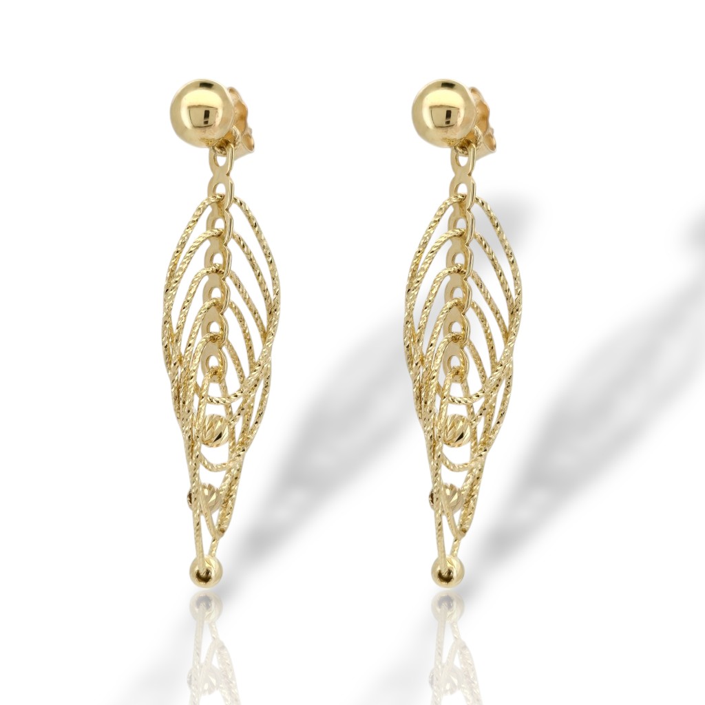 Yellow gold drop earrings 14k (code. SM2285)