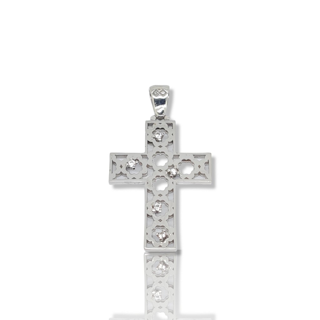 White gold cross k14 with zircon (code GP1870)