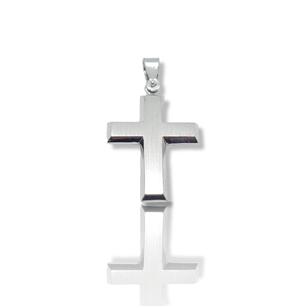Croce in oro Bianco k14 opaco (code H1808)