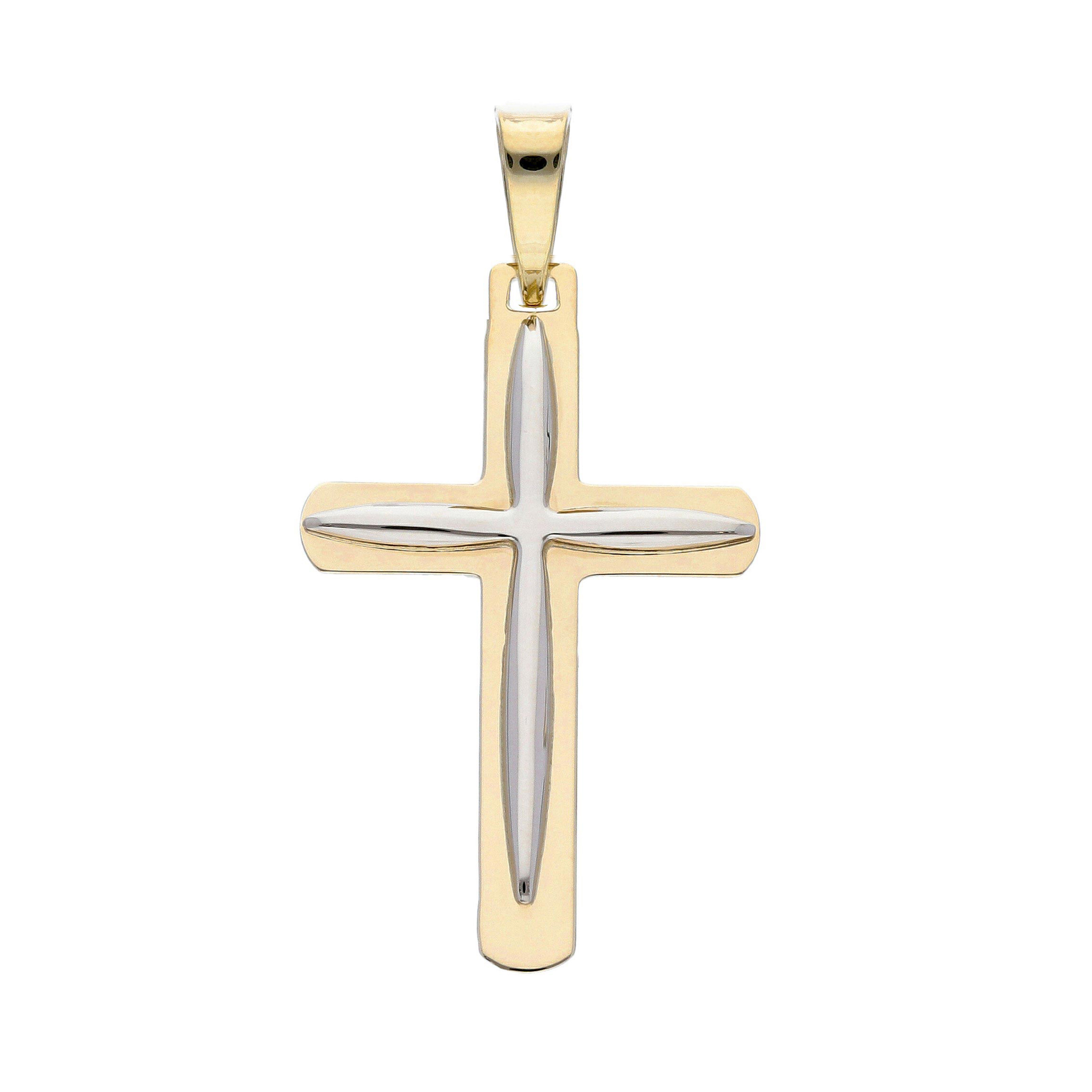 Croce in oro giallo e oro bianco k14 (code S244706)