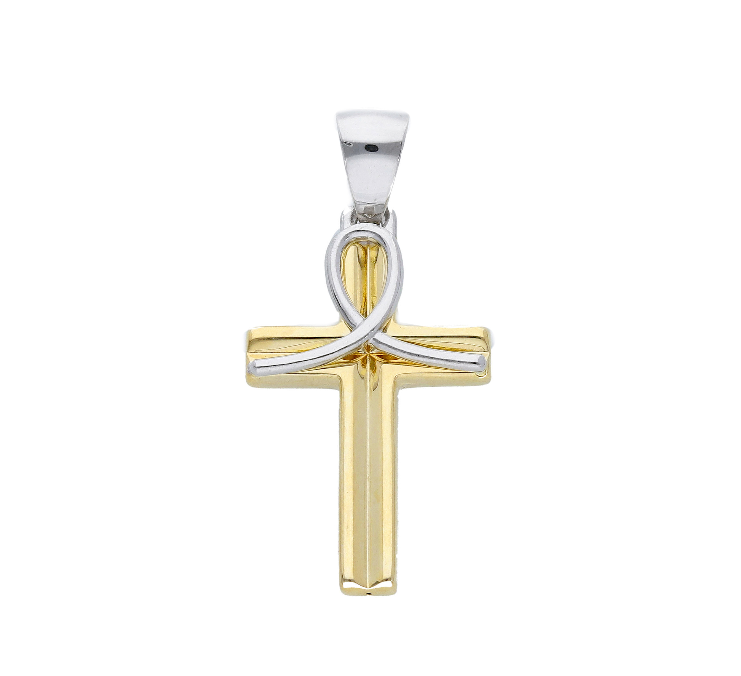 Croce in oro giallo e oro bianco k14 (code S246390)