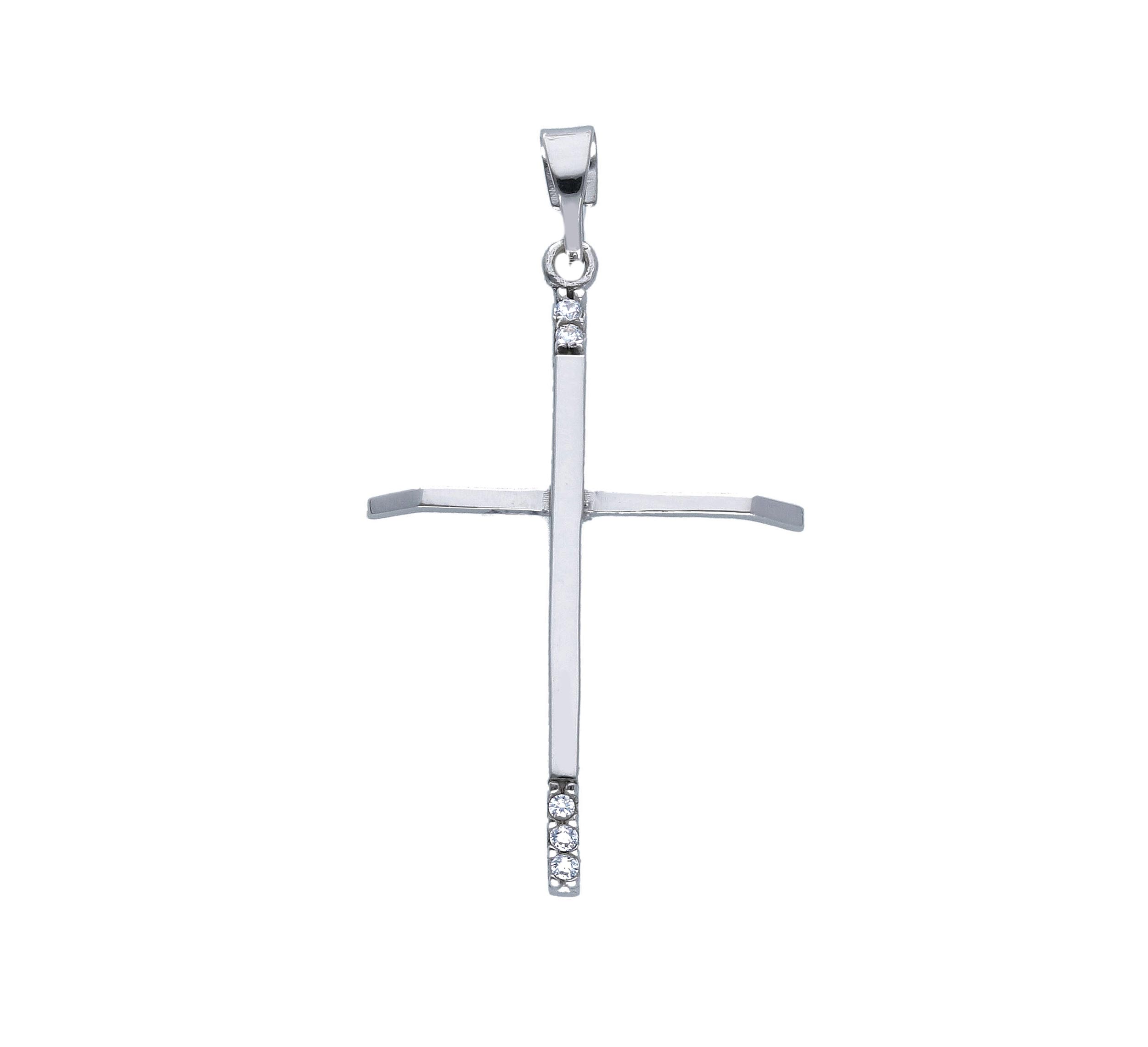 Croce in oro Bianco k14 lucido  (code S250178)