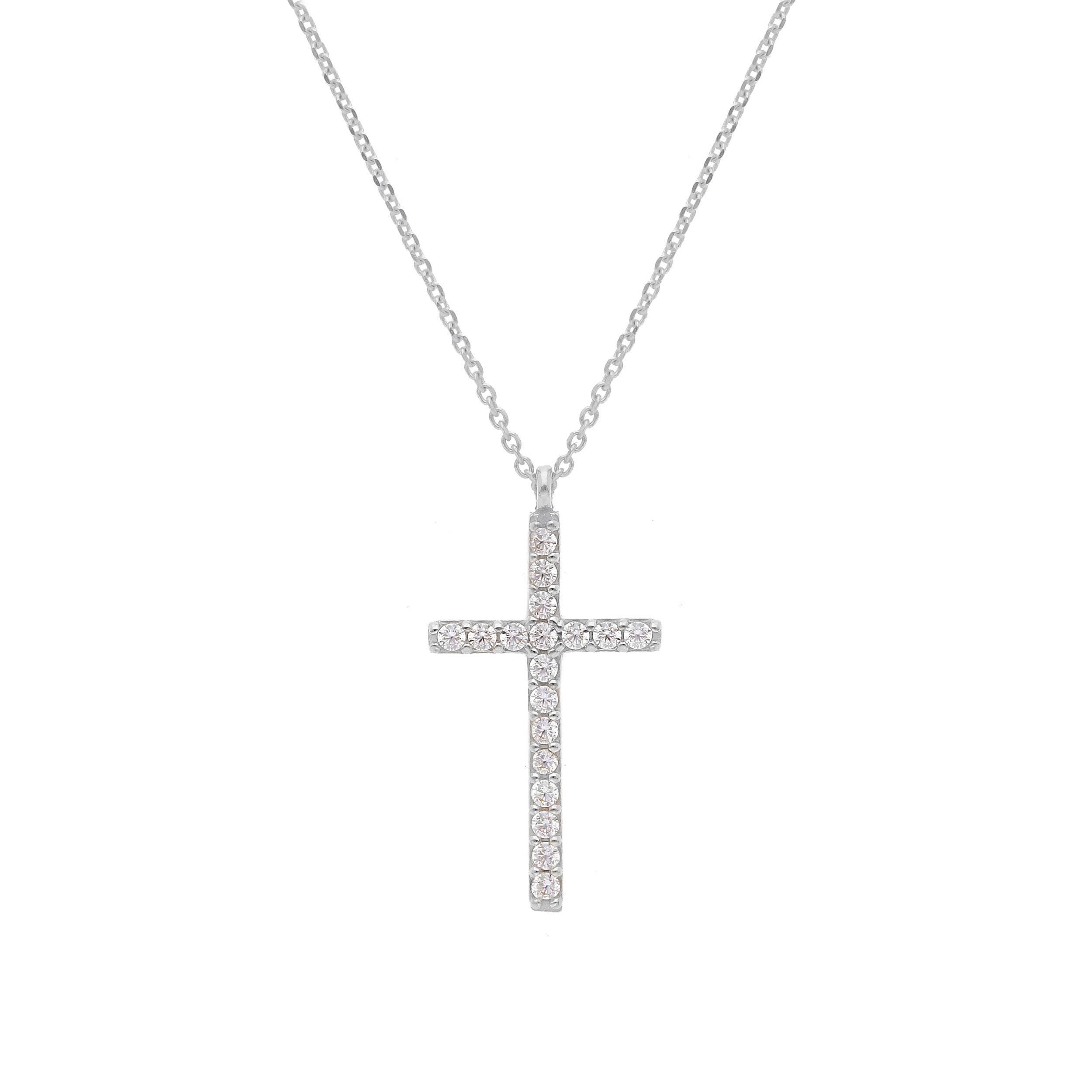 White gold cross k14 with zircon (code S262982)