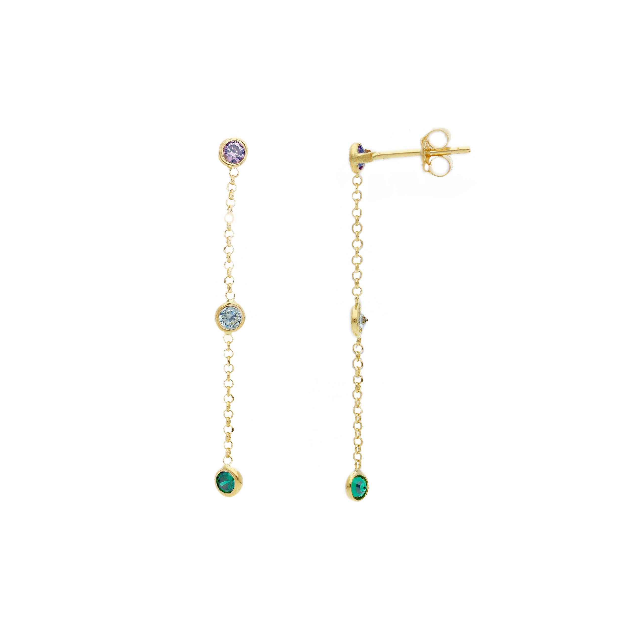 Yellow gold earrings k14 with synthetic stones  (code S276742)