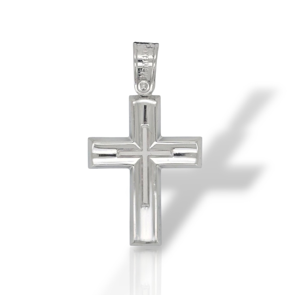 Croce in oro Bianco k14 (code AL2293)