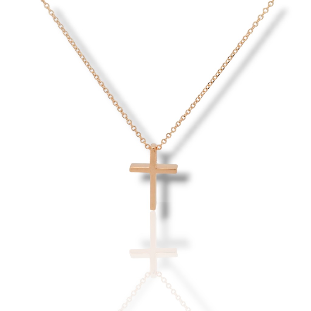 Croce con catena in oro rosa k14 (code H1746)