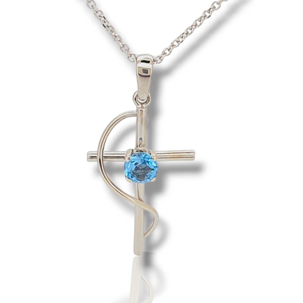 White gold cross k14(code H2833)