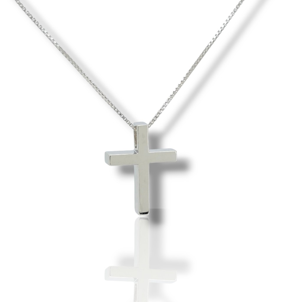 White gold cross k14 (with chain)(code H2301)