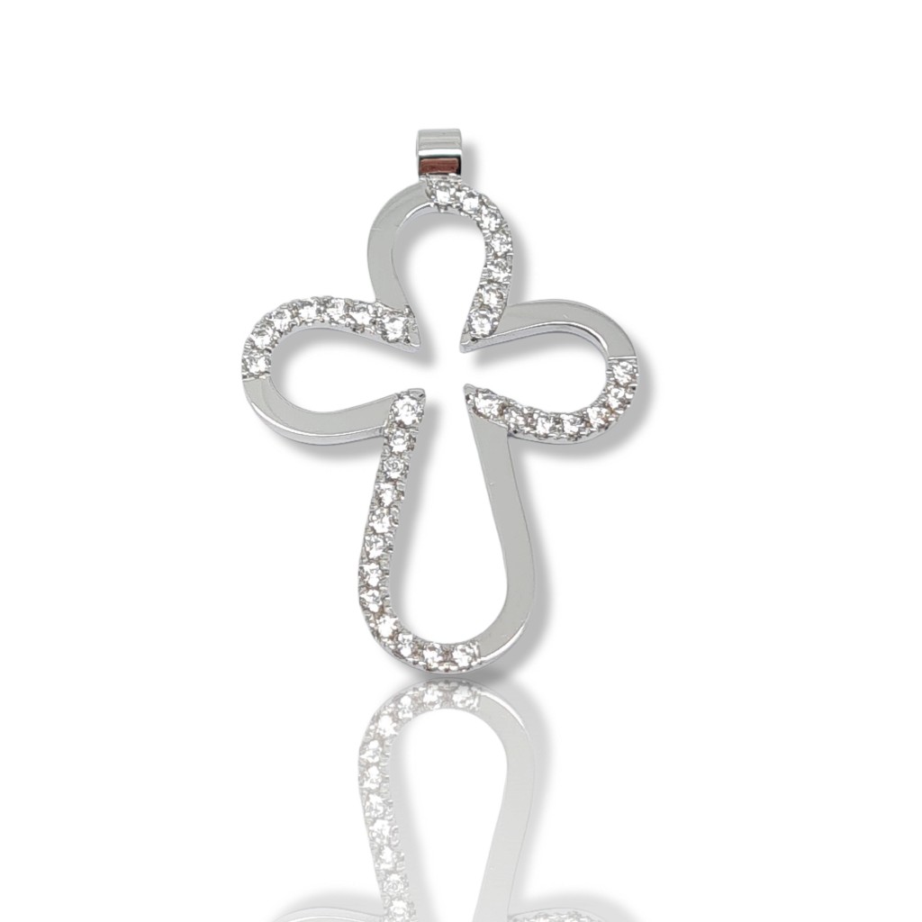 White gold cross with zircon  (code H1680)