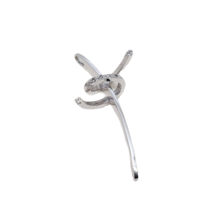 Croce in oro bianco k14 con diamanti (code H1667)