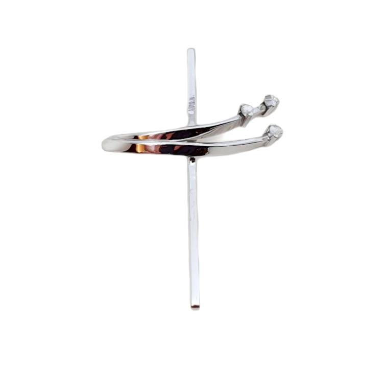 Croce in oro bianco k14 con diamanti (code H1673)