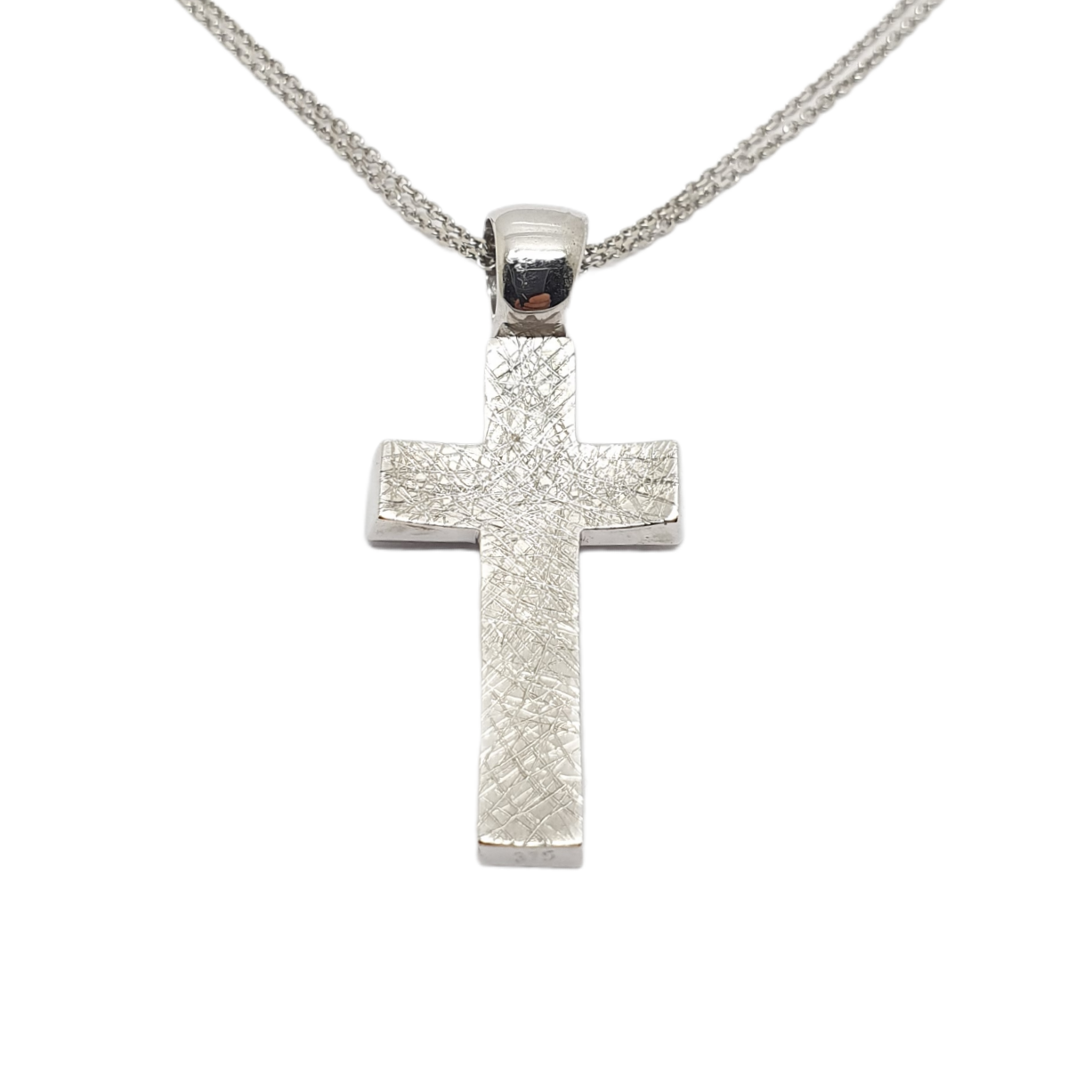 Croce (con catena) in oro bianco k14 (code DV1738)