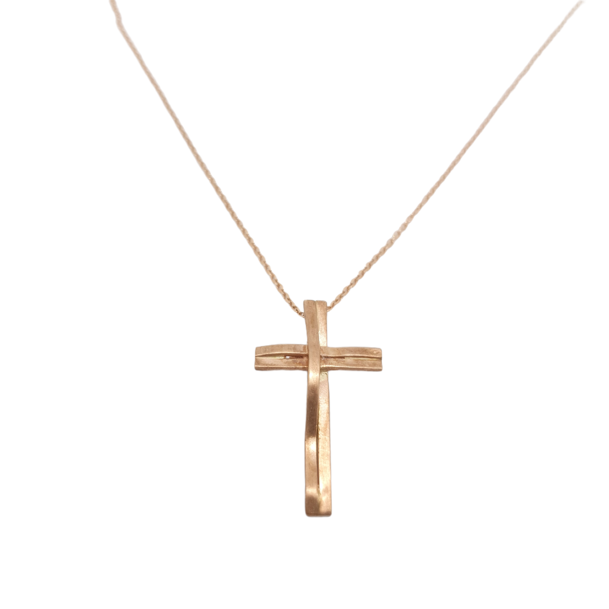 Croce (con catena) in oro Rosa k14 (code H1742)