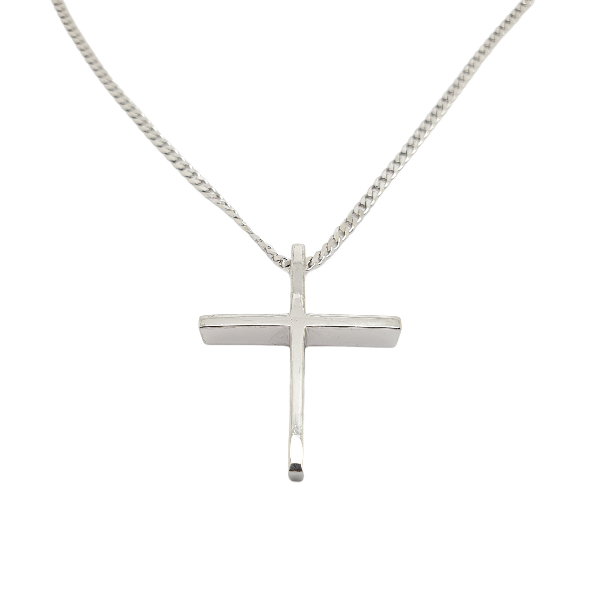 Croce (con catena) in oro Bianco k14 (code P1744)