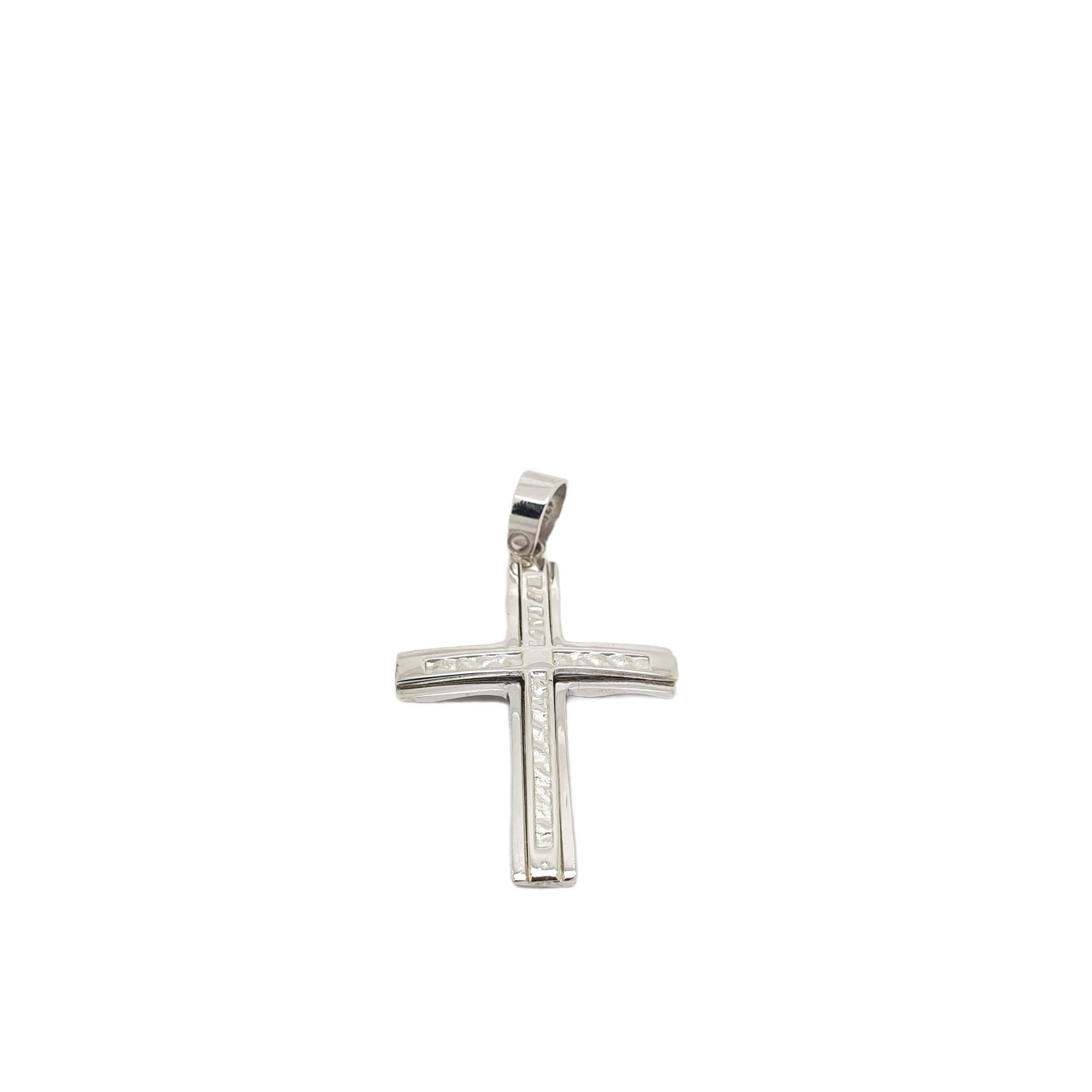 Croce in oro bianco k14 (code H1844)