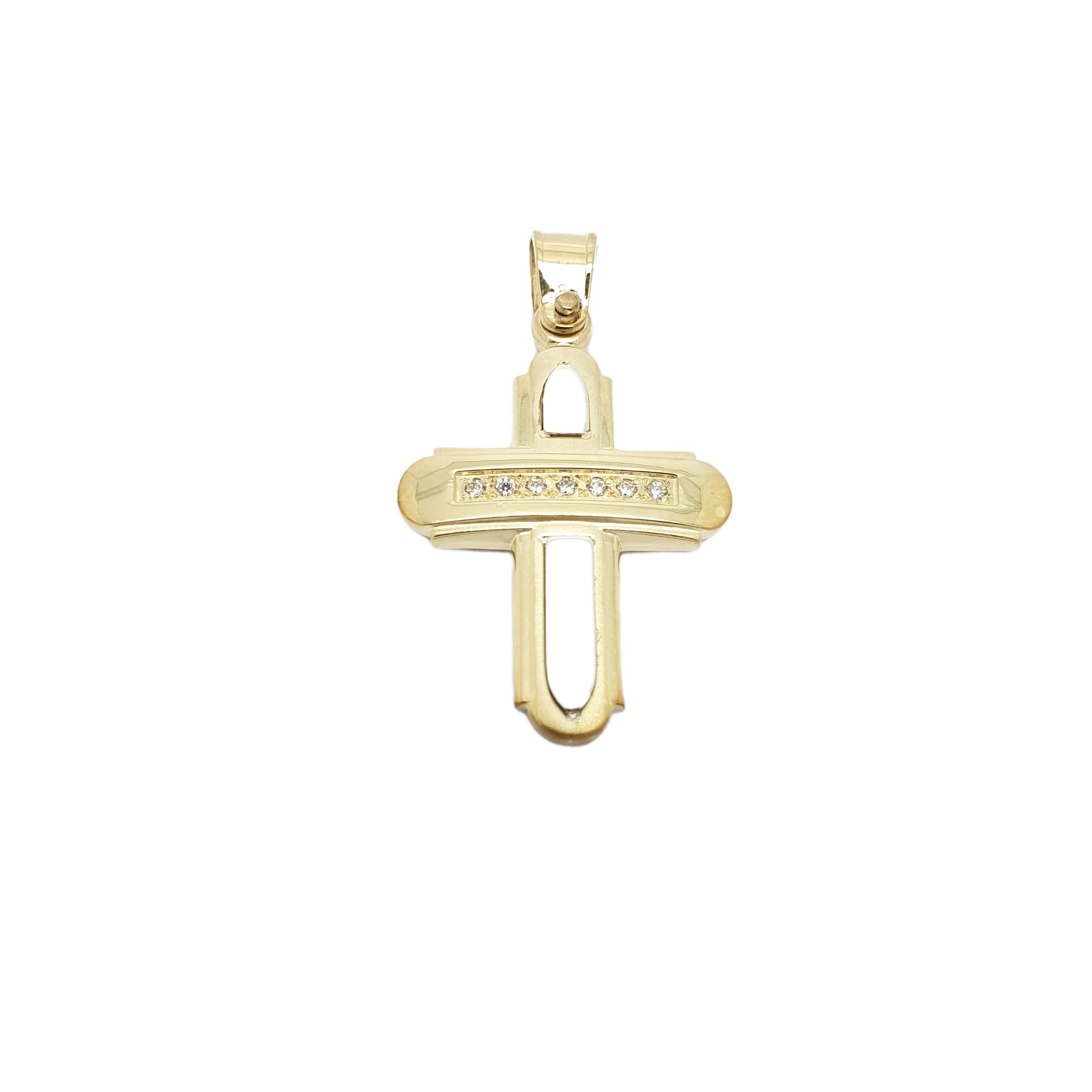 Croce in oro giallo e oro bianco k14 con zirconi cubici (code AL1848)