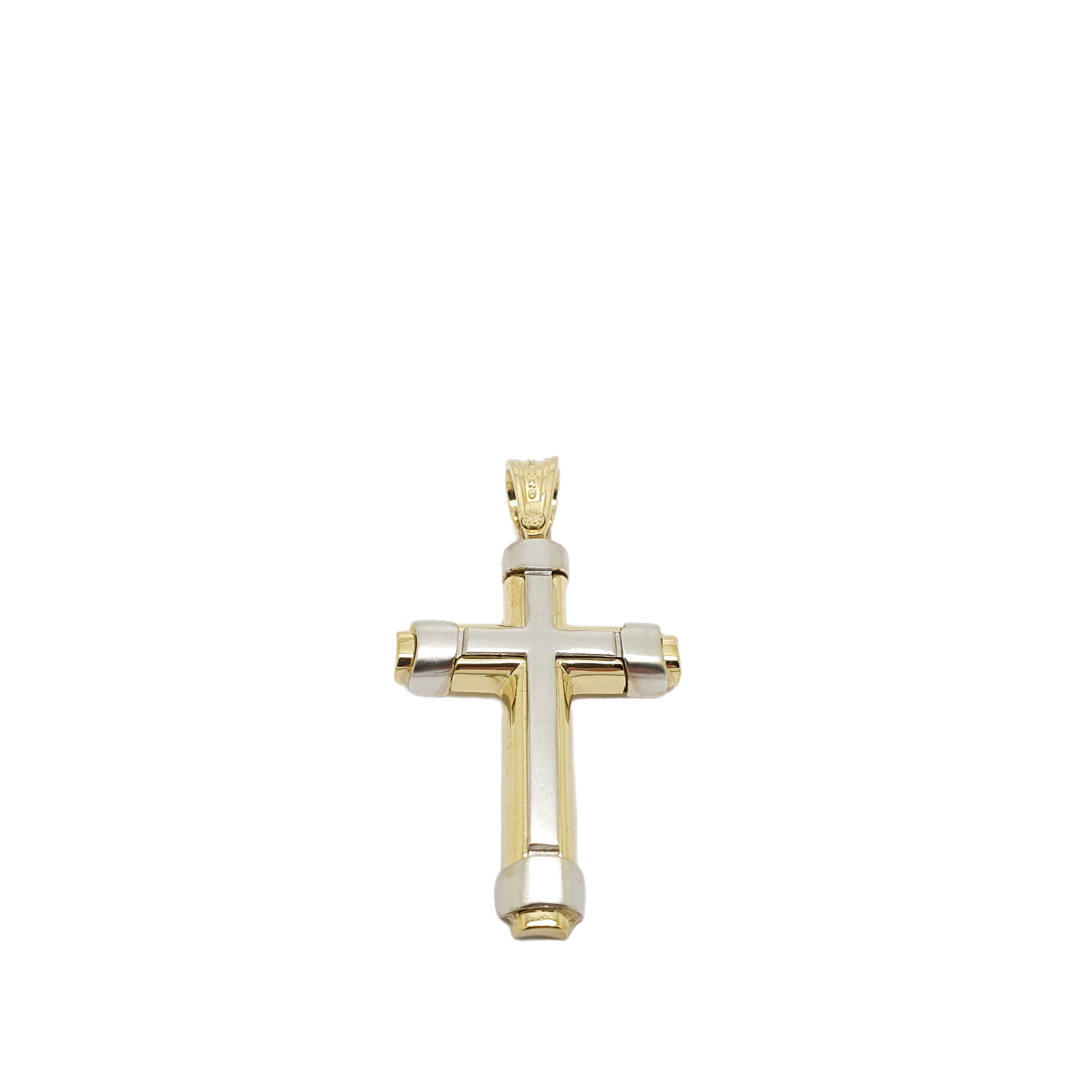 Croce in oro gialloe oro bianco k14 (code H1889)
