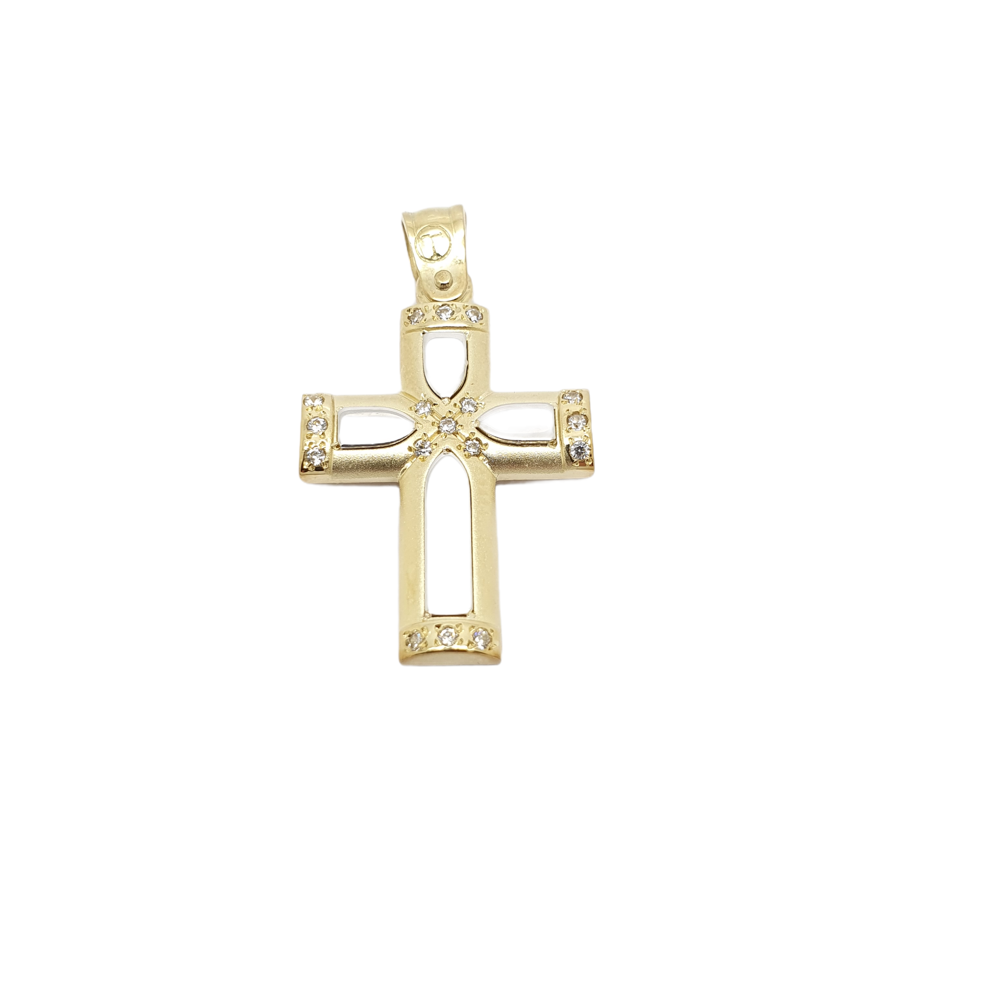 Croce in oro giallo e oro bianco k14 (code H1895)