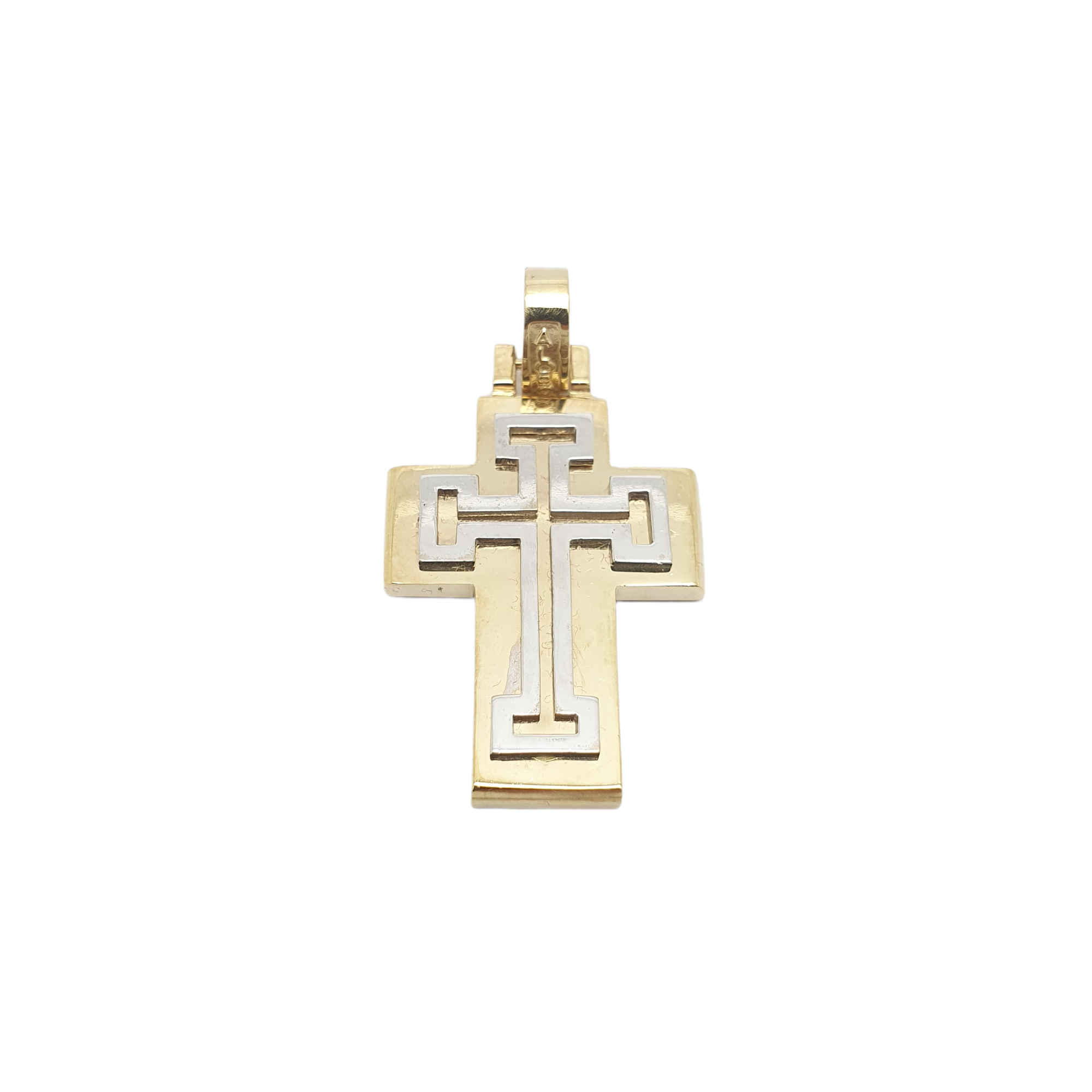 Croce in oro giallo e oro bianco k14  (code H1875)