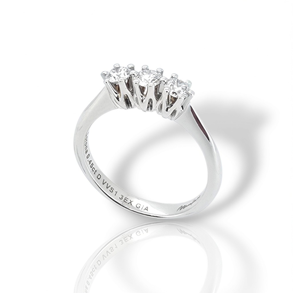 ΄΄Corona΄΄ TRILOGY in Oro Bianco κ18 con 3 diamanti (code IBM37/090)
