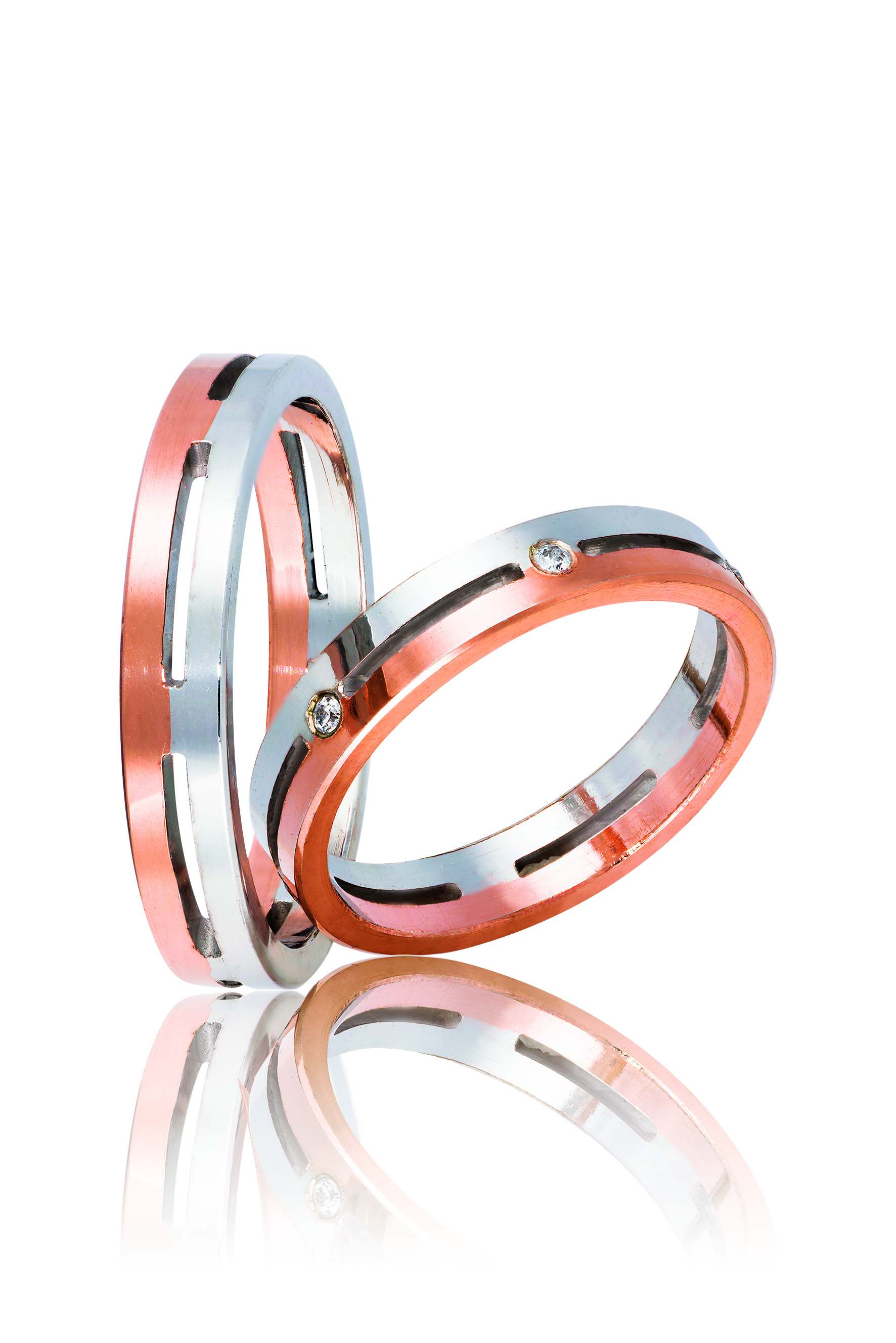 Fedi Nuziali in oro Bianco e oro Rosa 4.0mm  