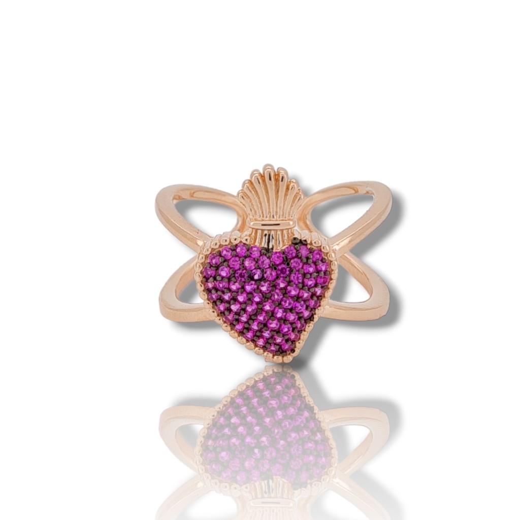 Δαχτυλίδι O SACRUM COR απο επιχρυσωμένο (ροζ) ασήμι 925° (AGI271 A-R)